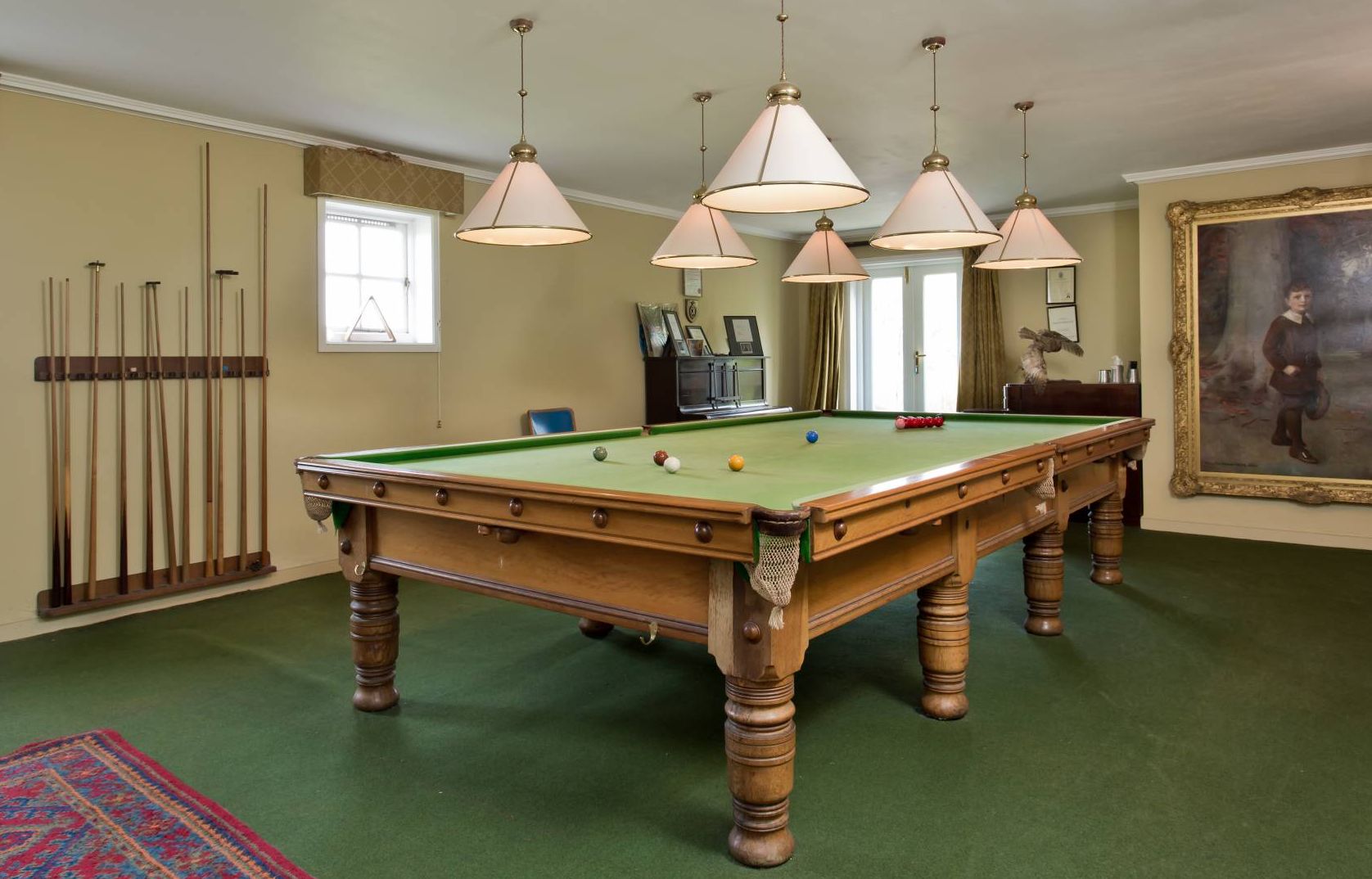 LARGE OAK FRAMED BILLIARDS TABLE, BY J. AND T. SCOTT, EDINBURGH