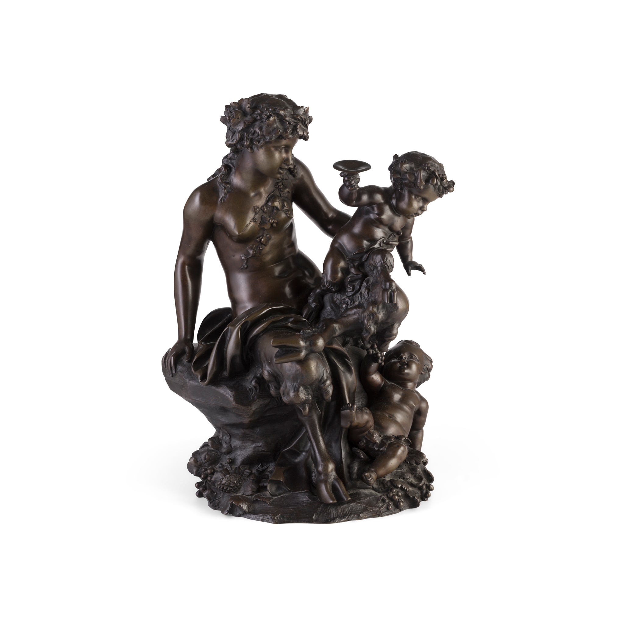 FRENCH BRONZE BACCHIC FIGURE GROUP, AFTER CLODION