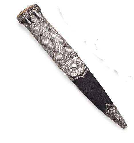 A silver mounted skean dhu,