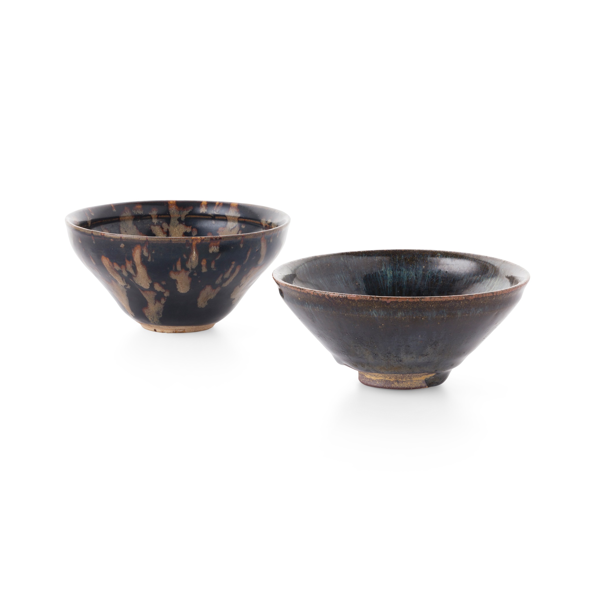 TWO STONEWARE TEABOWLS