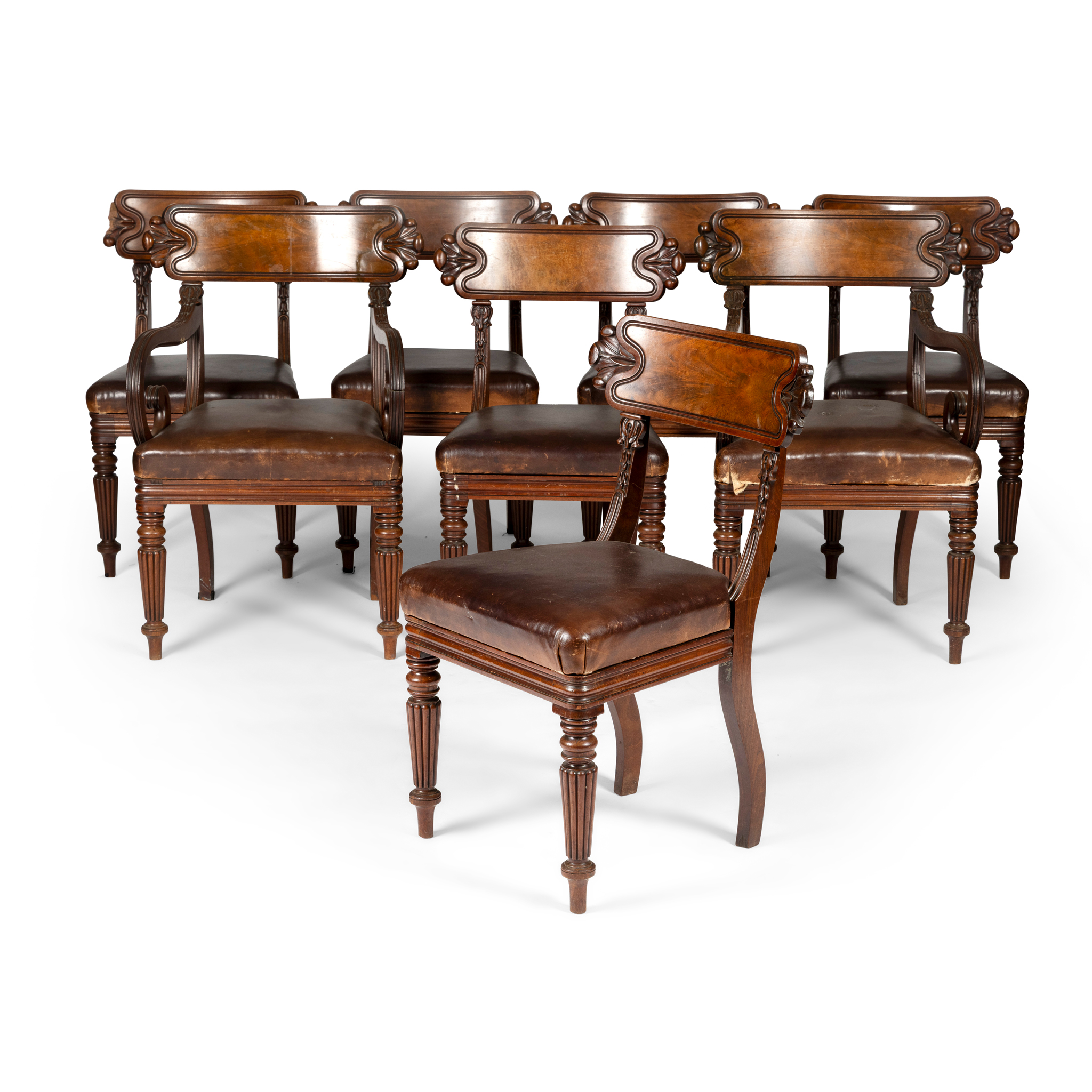 A SET OF EIGHT WILLIAM IV MAHOGANY DINING CHAIRS