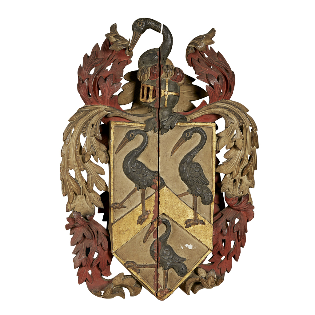 CARVED AND POLYCHROMED COAT OF ARMS