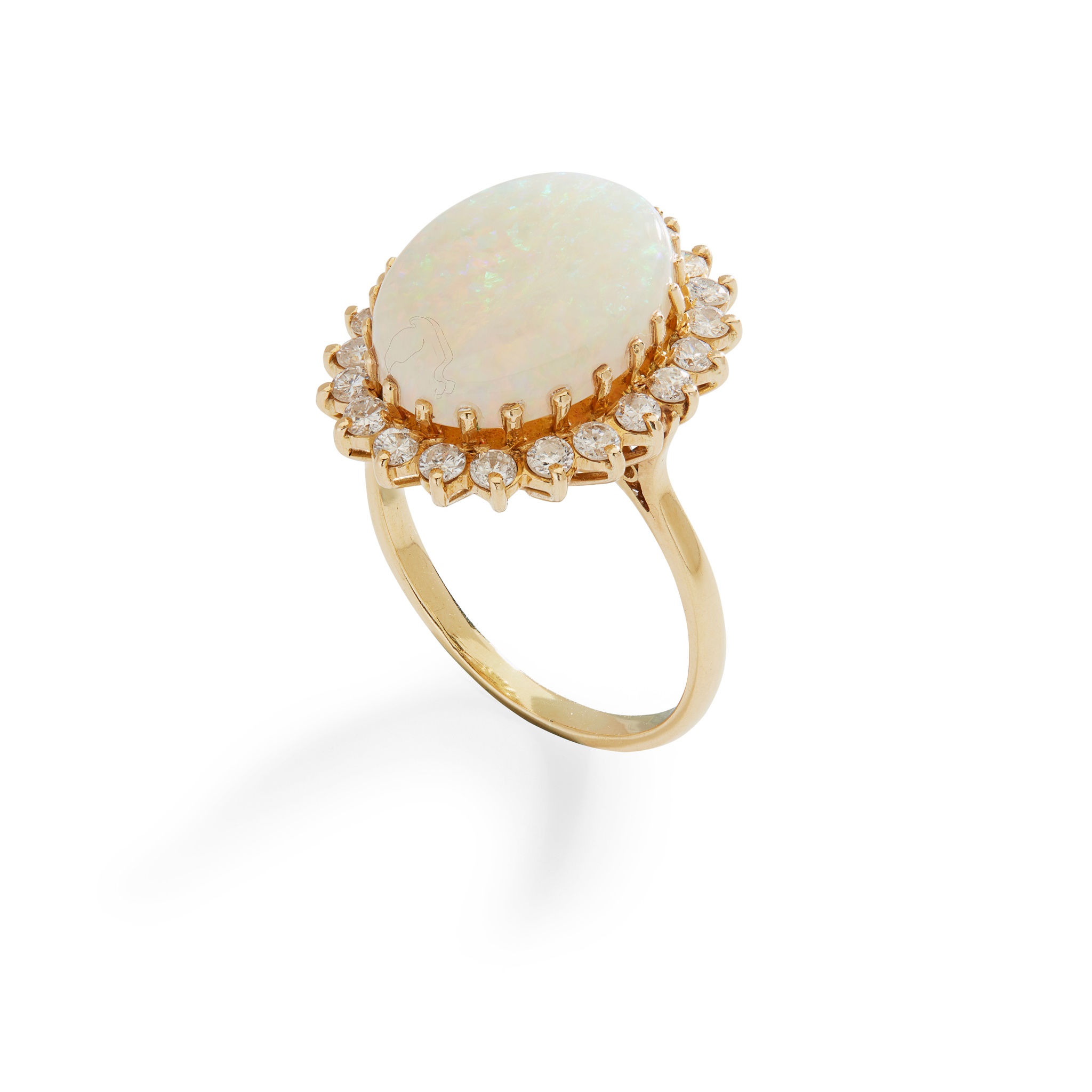 An opal and diamond cluster ring