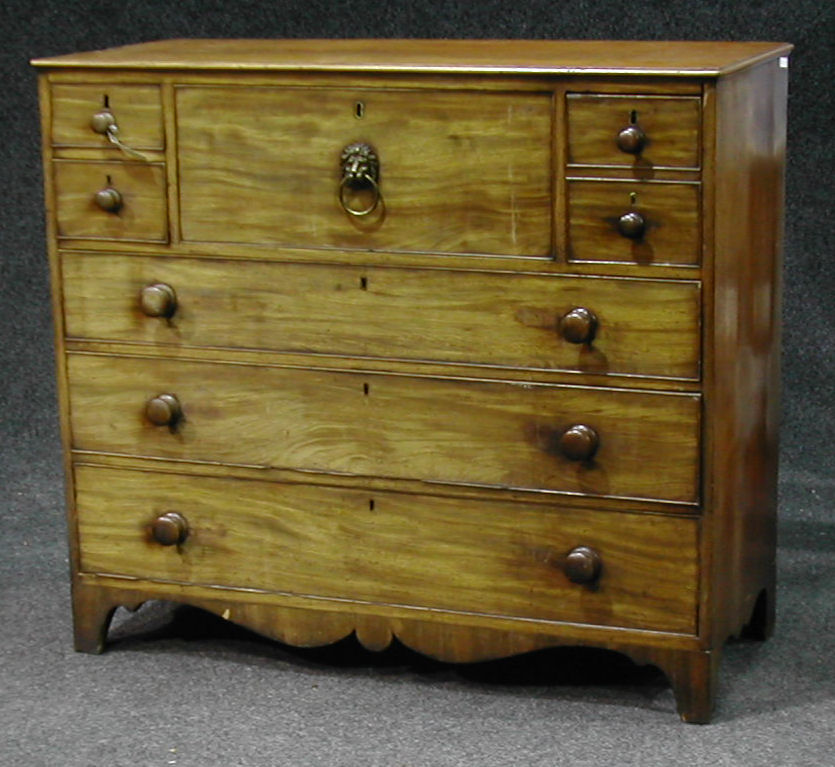 A mahogany chest of drawers,