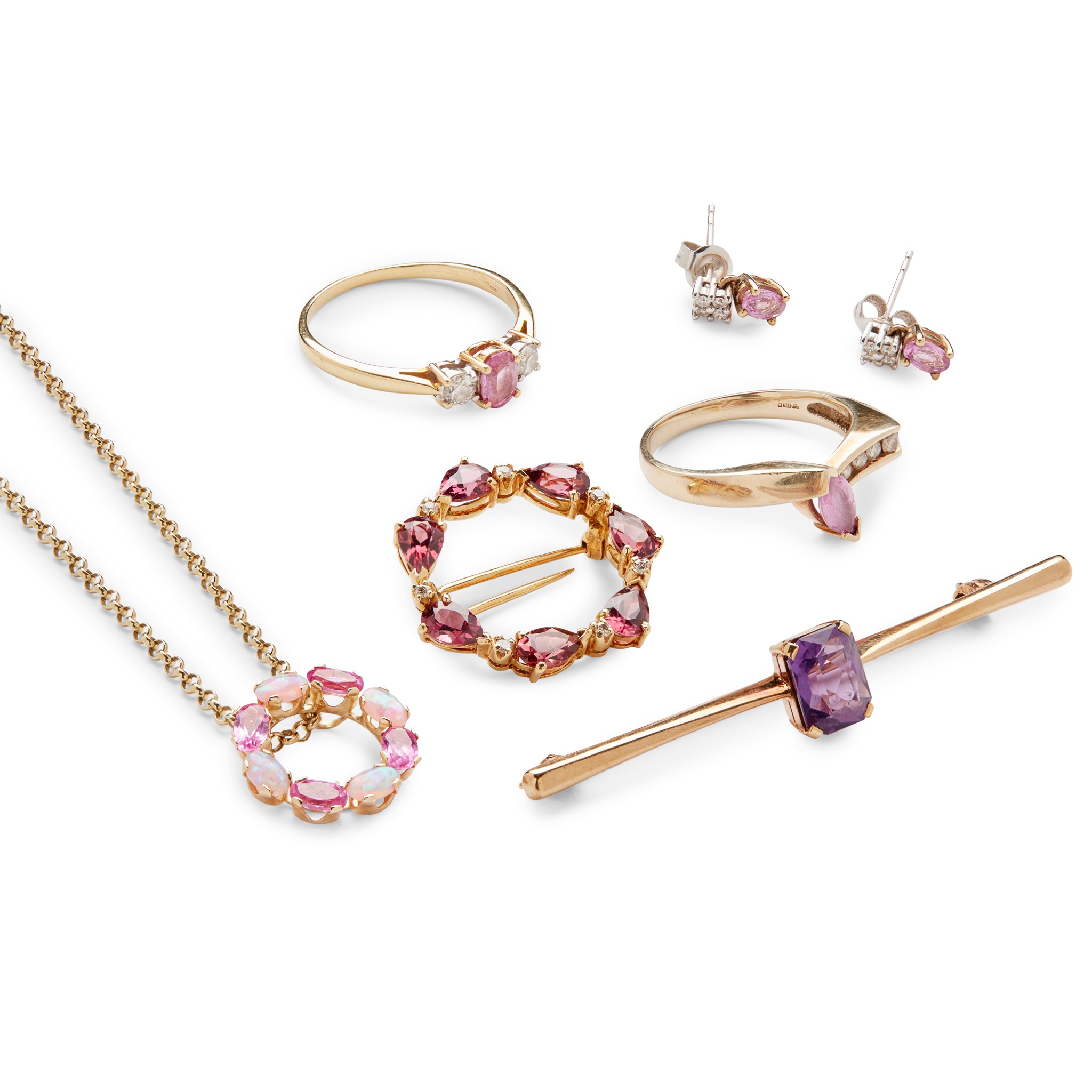A collection of 18ct & 9ct gold gem-set jewellery