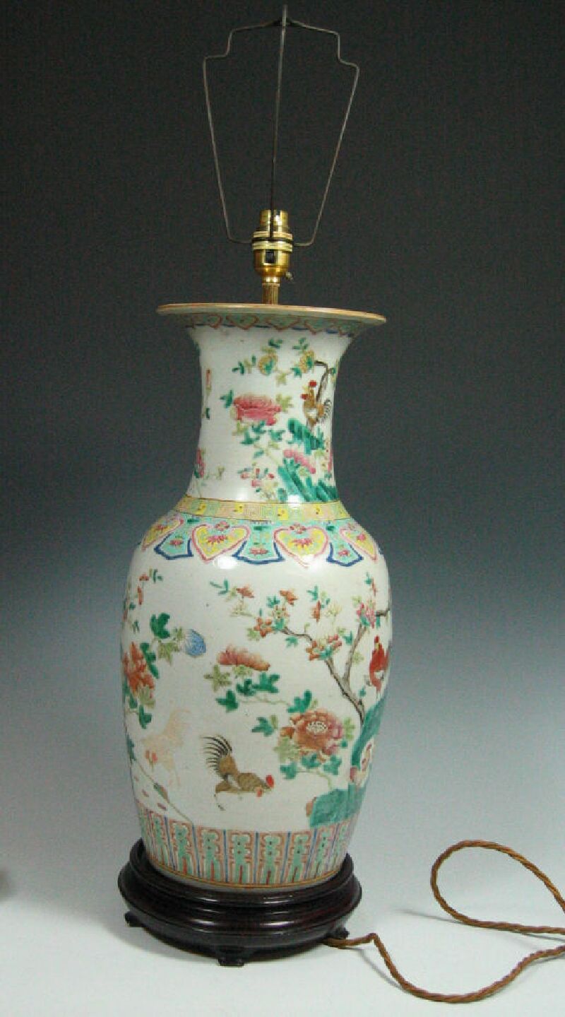 An early 20th century Chinese famille rose lamp