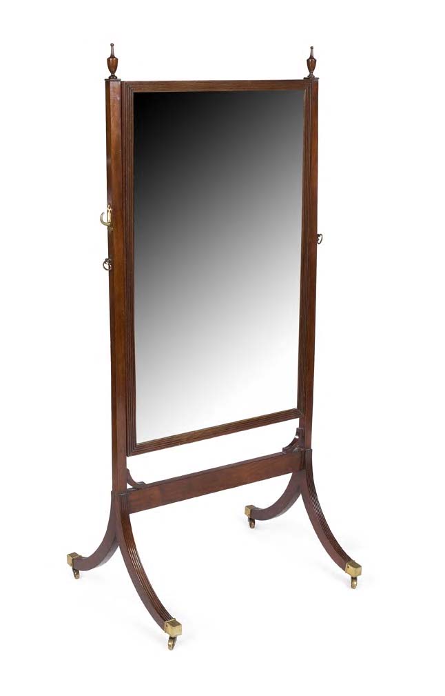 A Regency style mahogany cheval mirror,