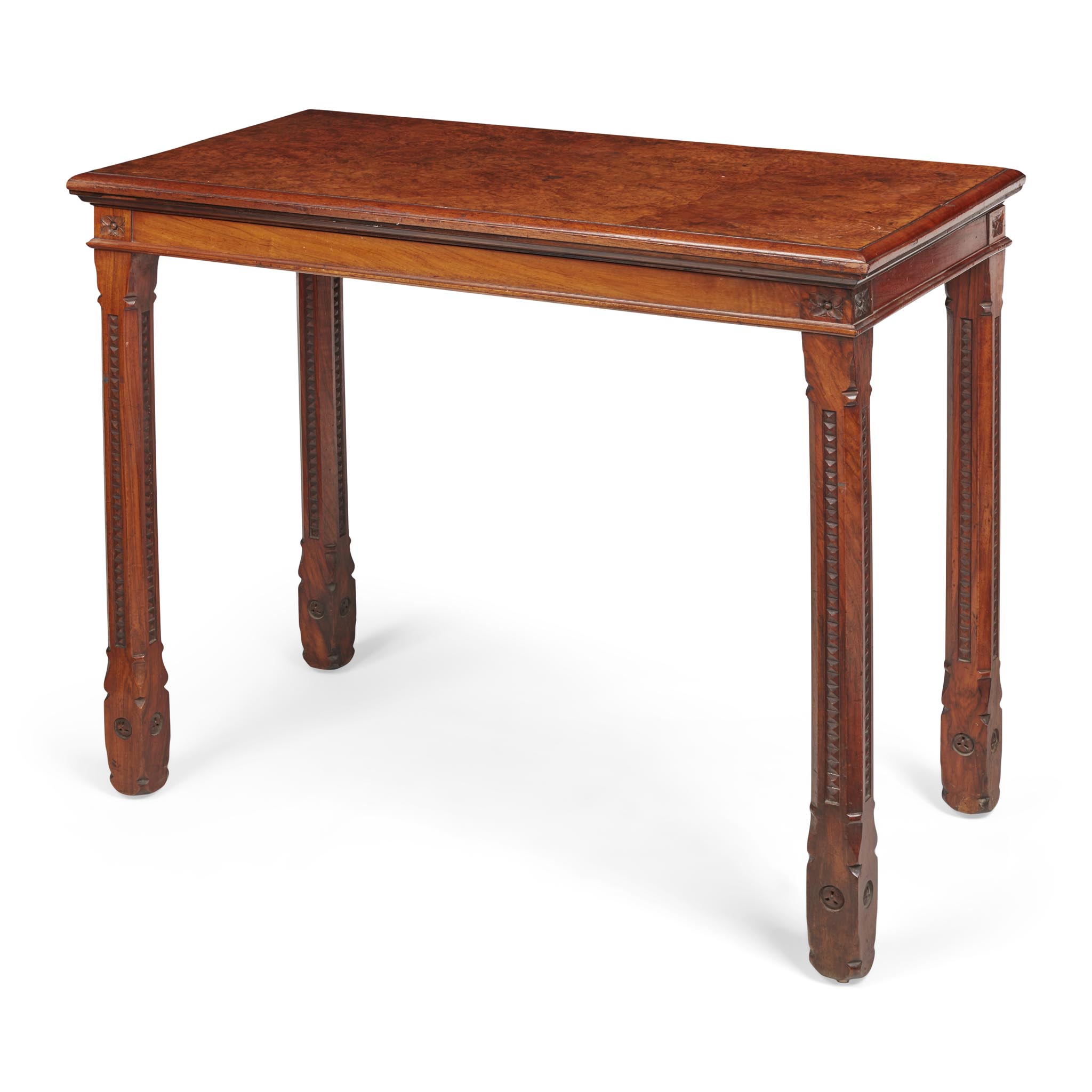 VICTORIAN WALNUT AND BURR WALNUT CARD TABLE