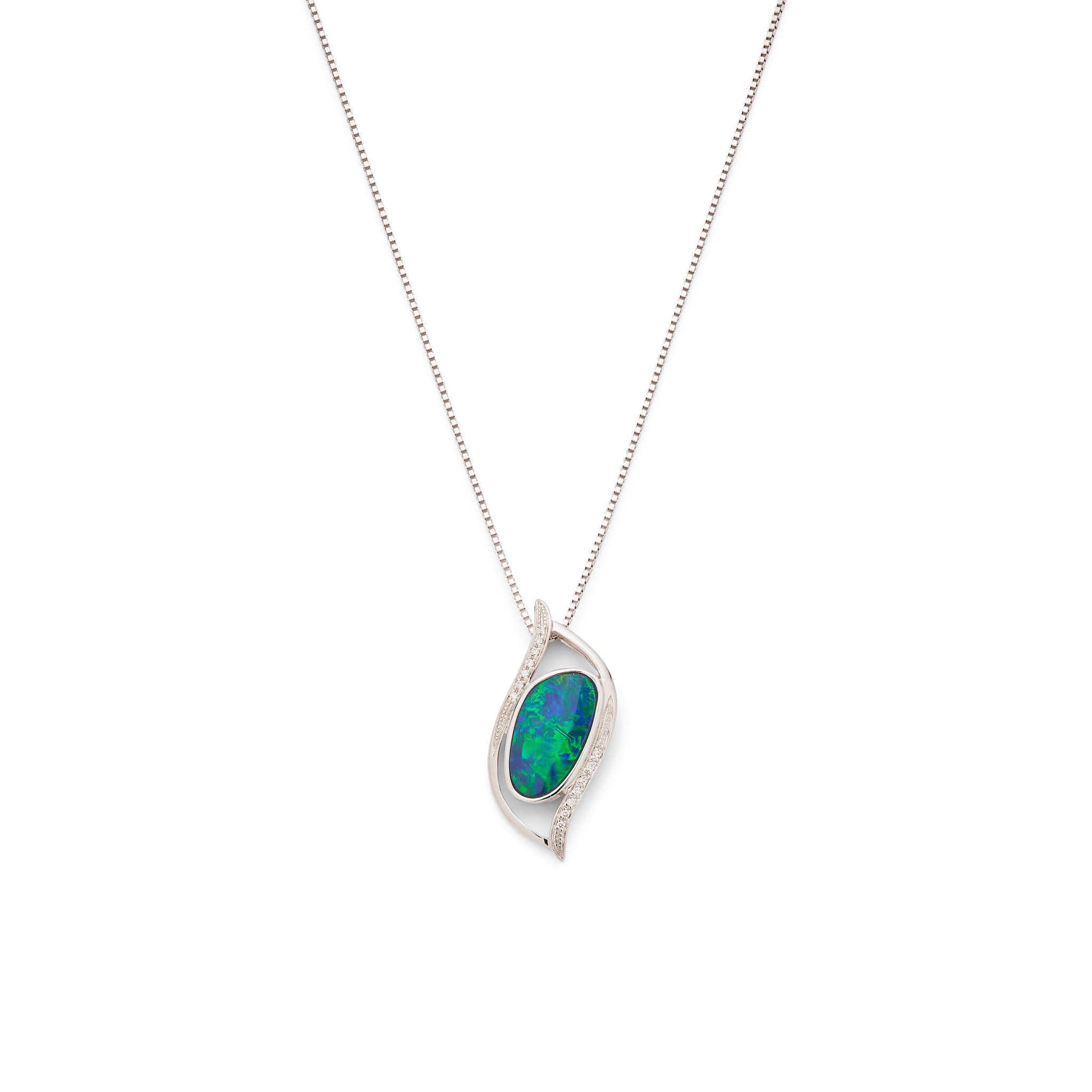 An opal and diamond pendant
