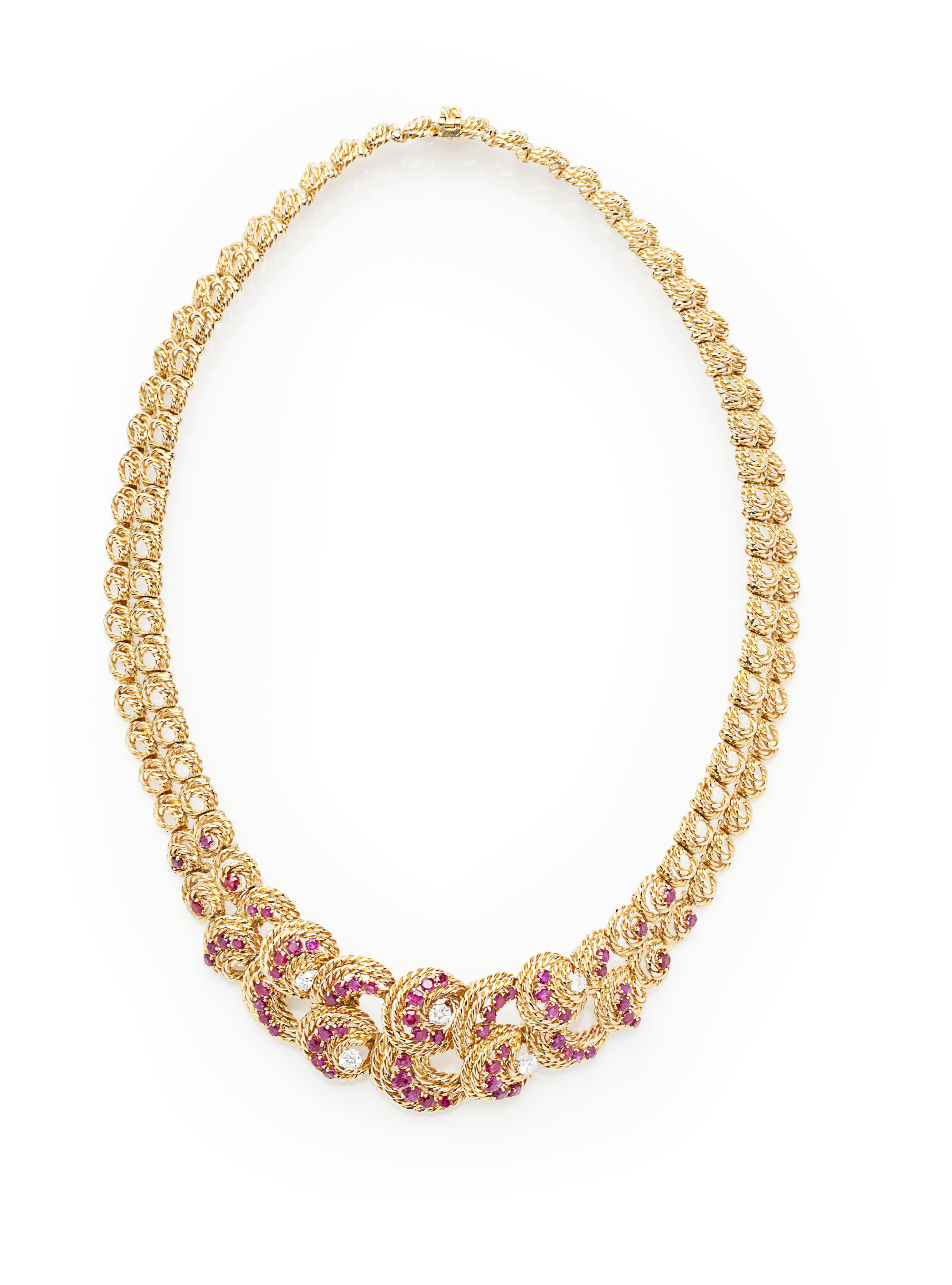LALOCHE - A gold, diamond and ruby set necklace