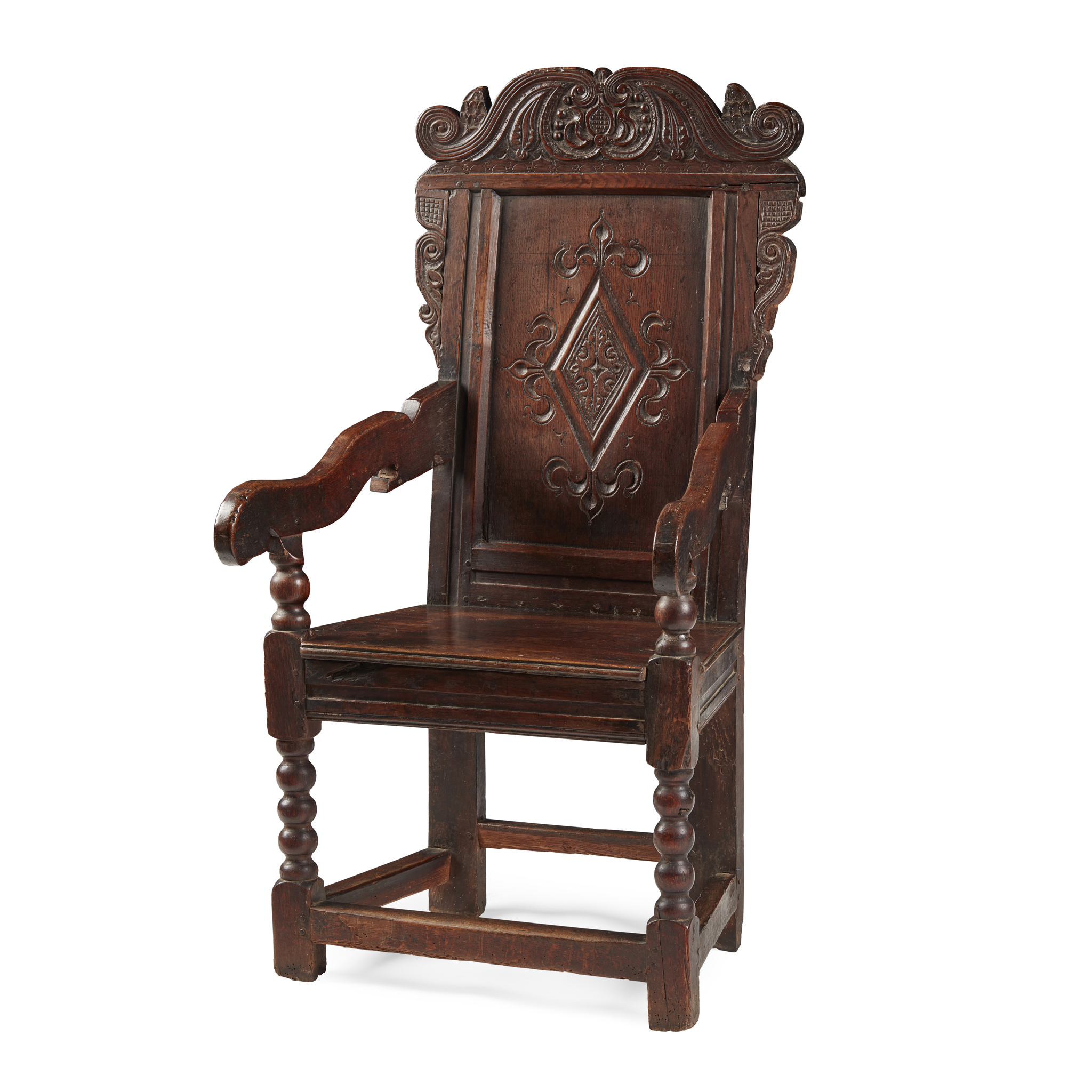 CHARLES II OAK WAINSCOT ARMCHAIR
