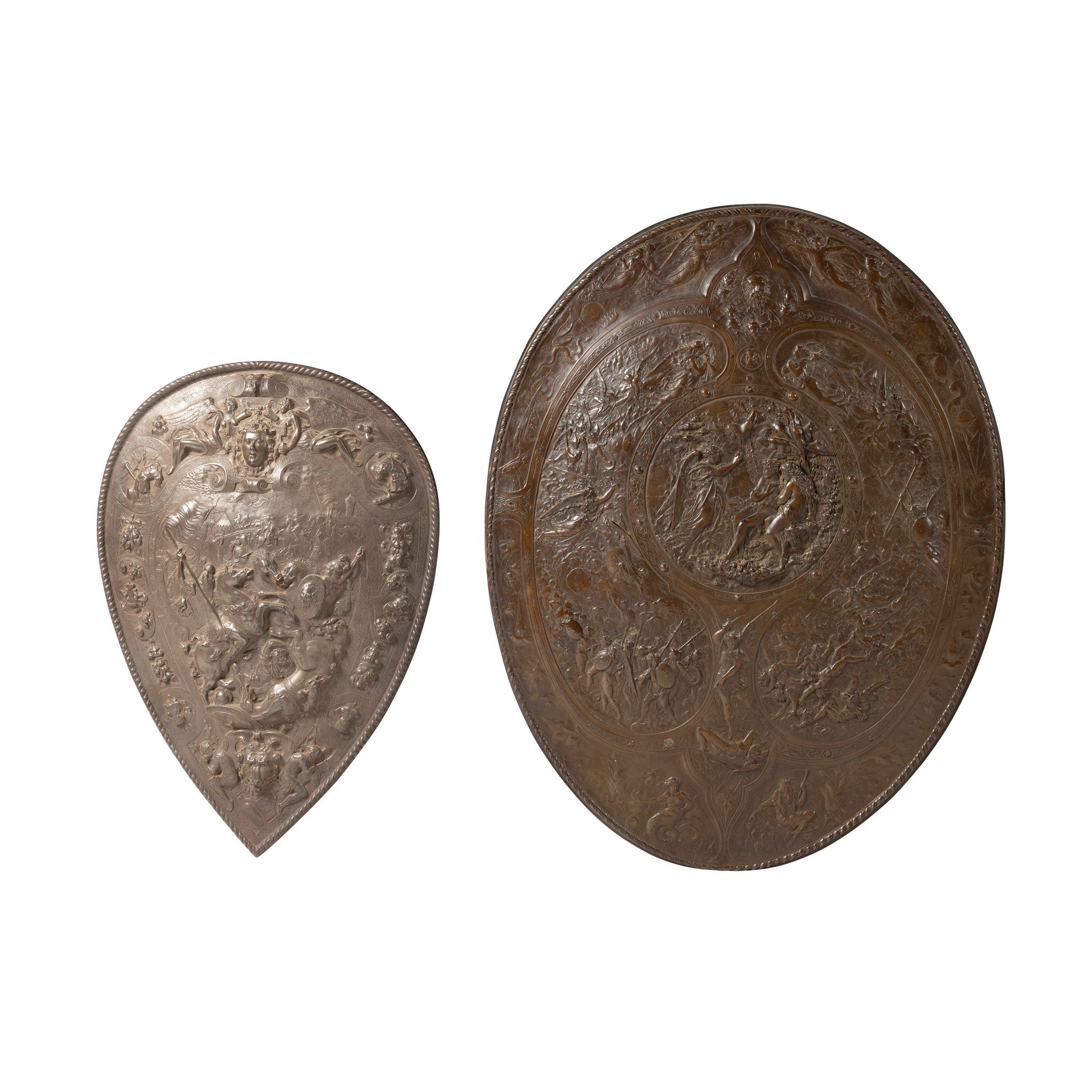 A MILTON SHIELD AND A CAST IRON SHIELD