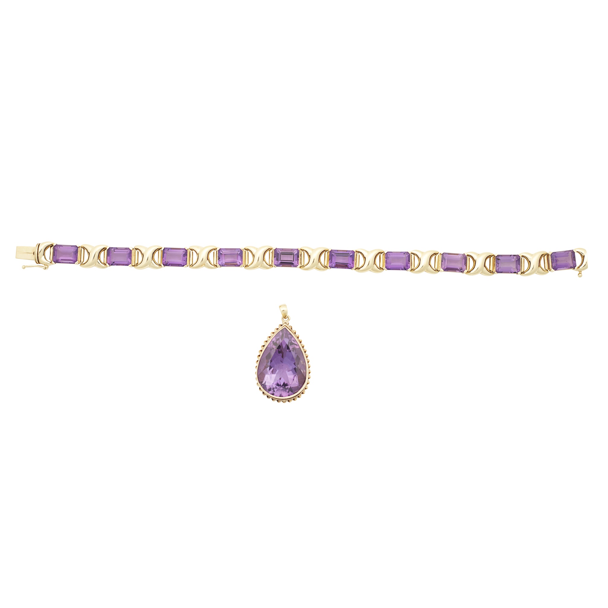 A modern amethyst set bracelet