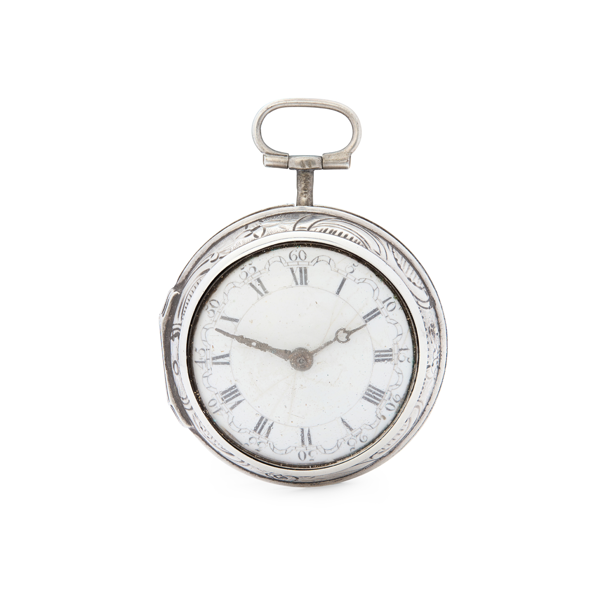 An 18th century silver keywind pair-cased pocket watch with additional silver case