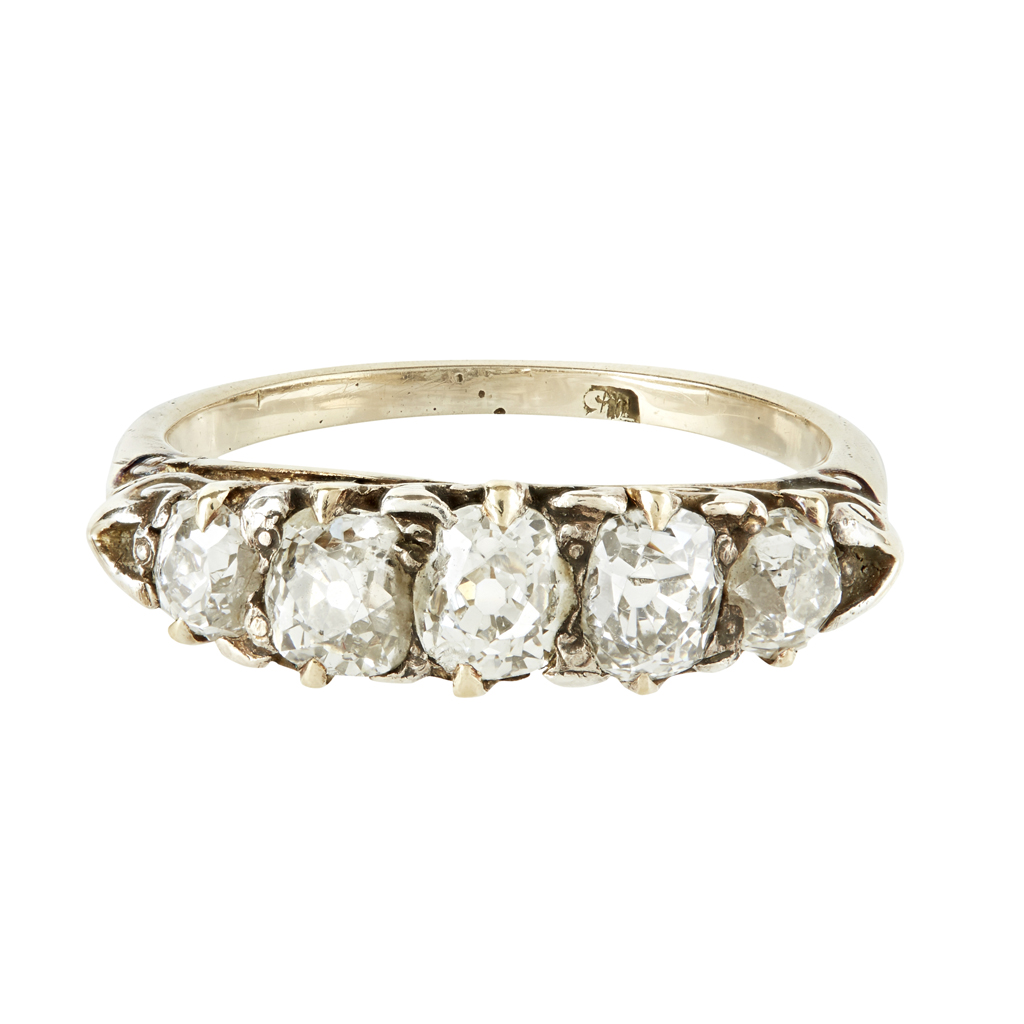 A five stone diamond set ring
