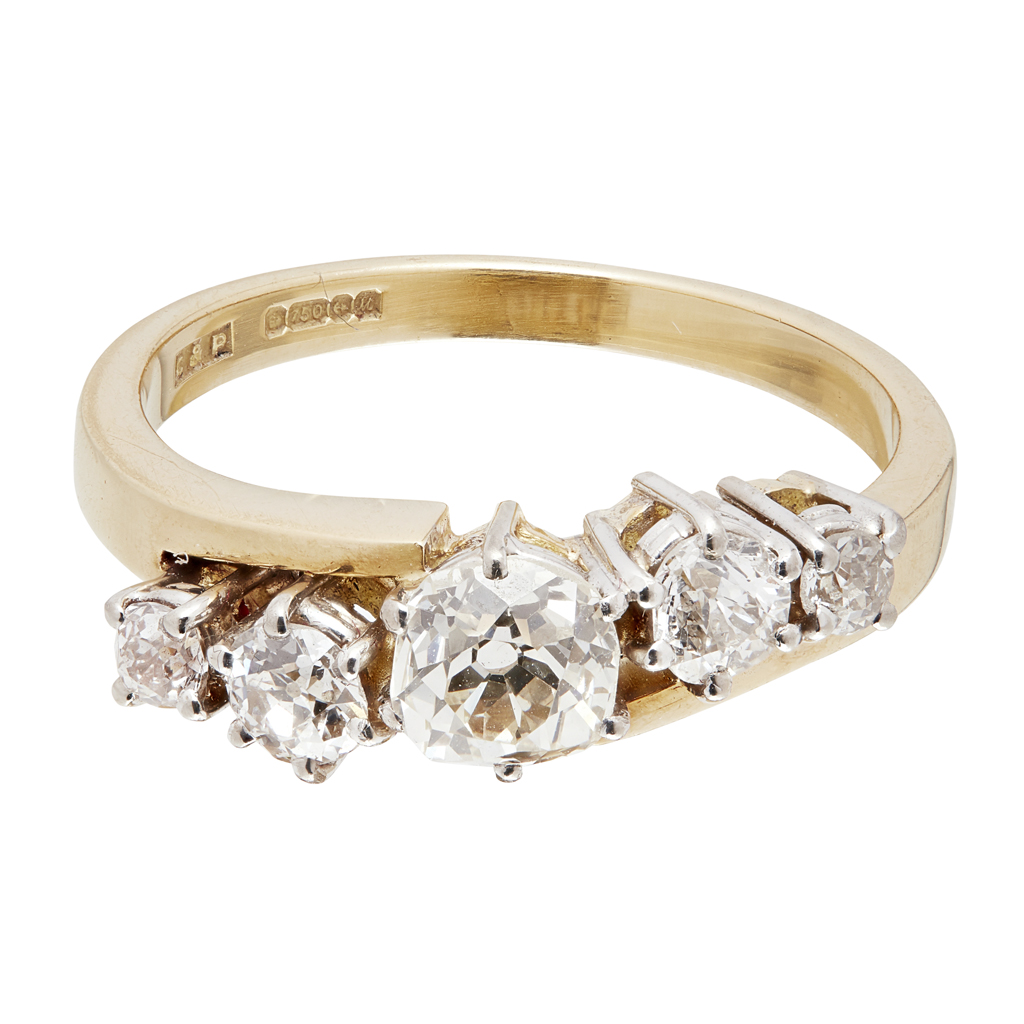 A five stone diamond set ring