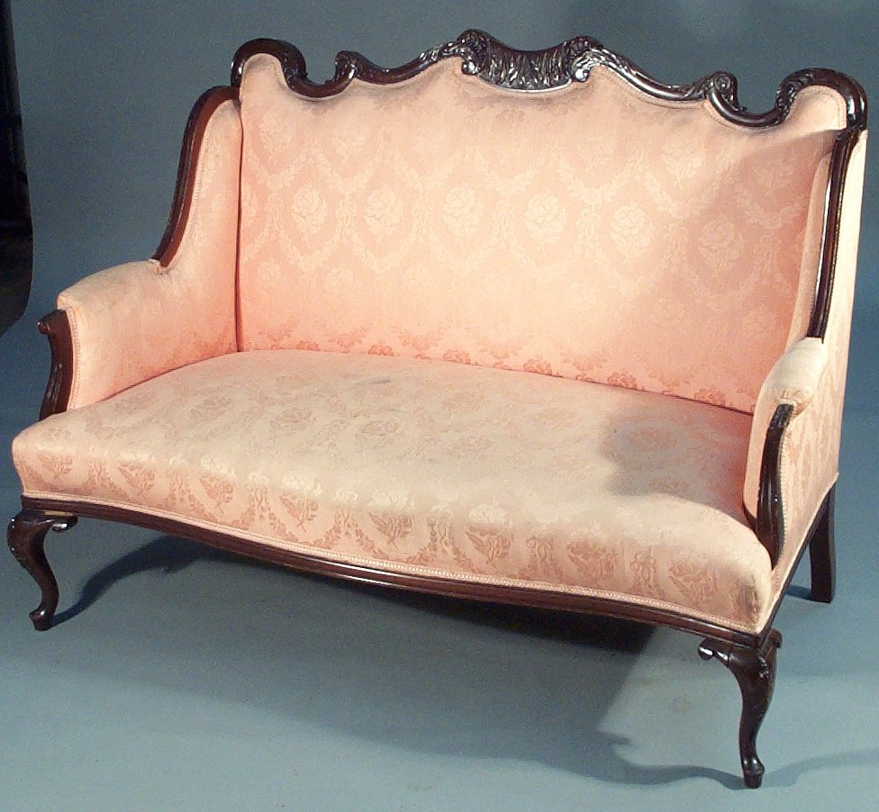 A pair of gilt framed 2 seater sofas