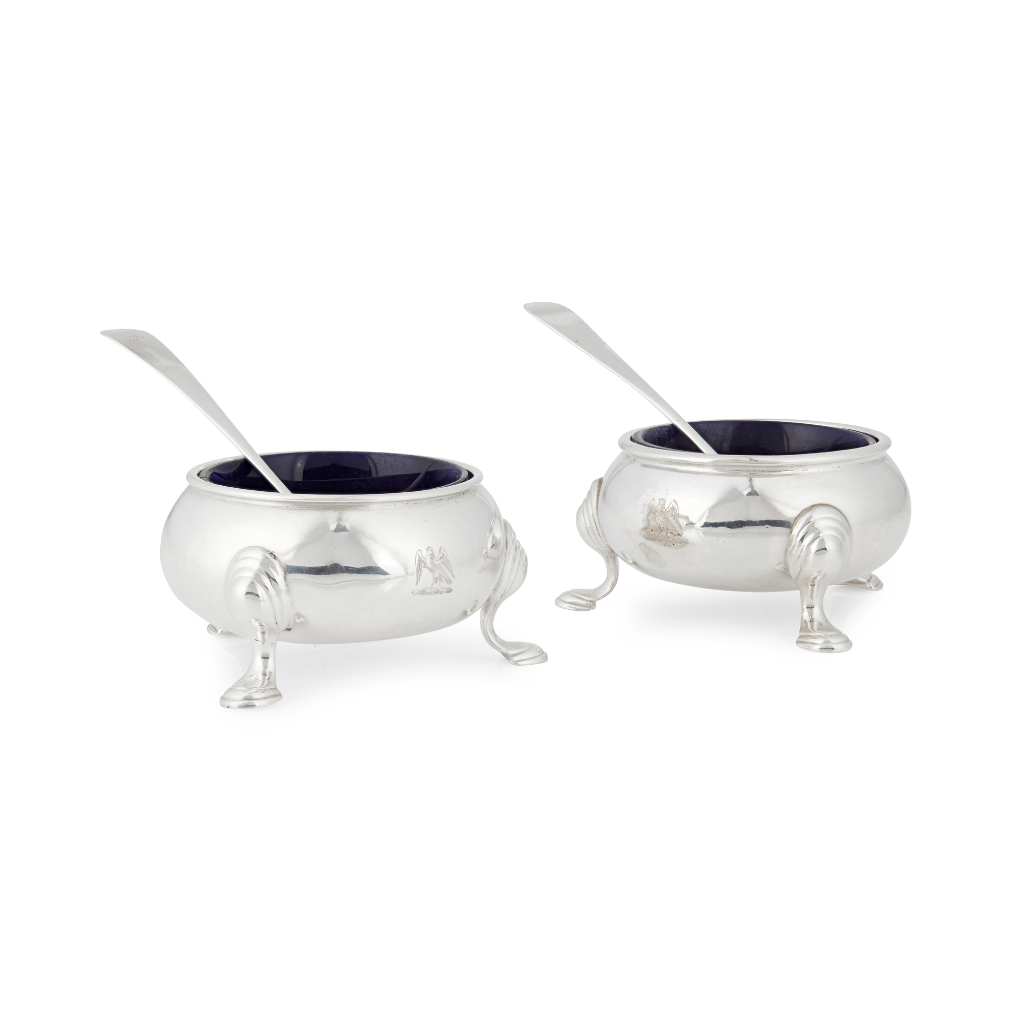 GLASGOW - A PAIR OF SCOTTISH PROVINCIAL CAULDRON SALT CELLARS