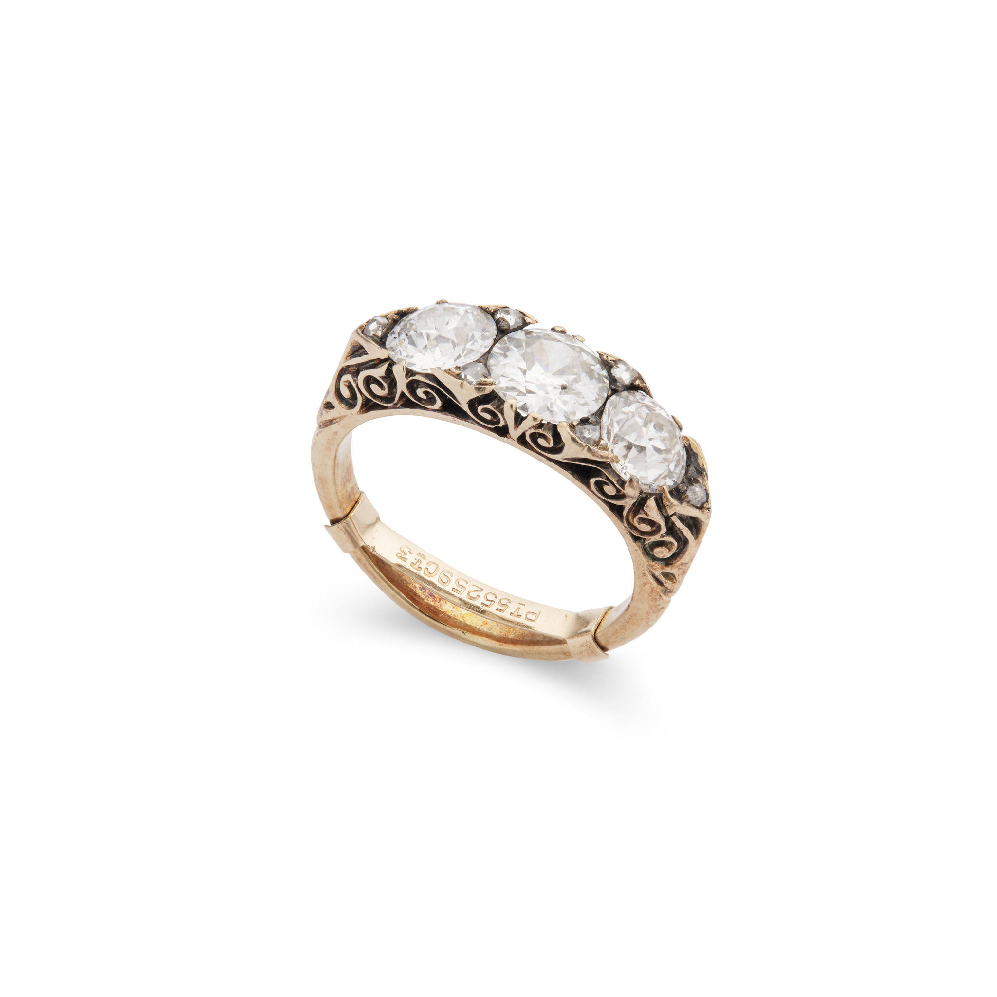 A diamond three-stone ring