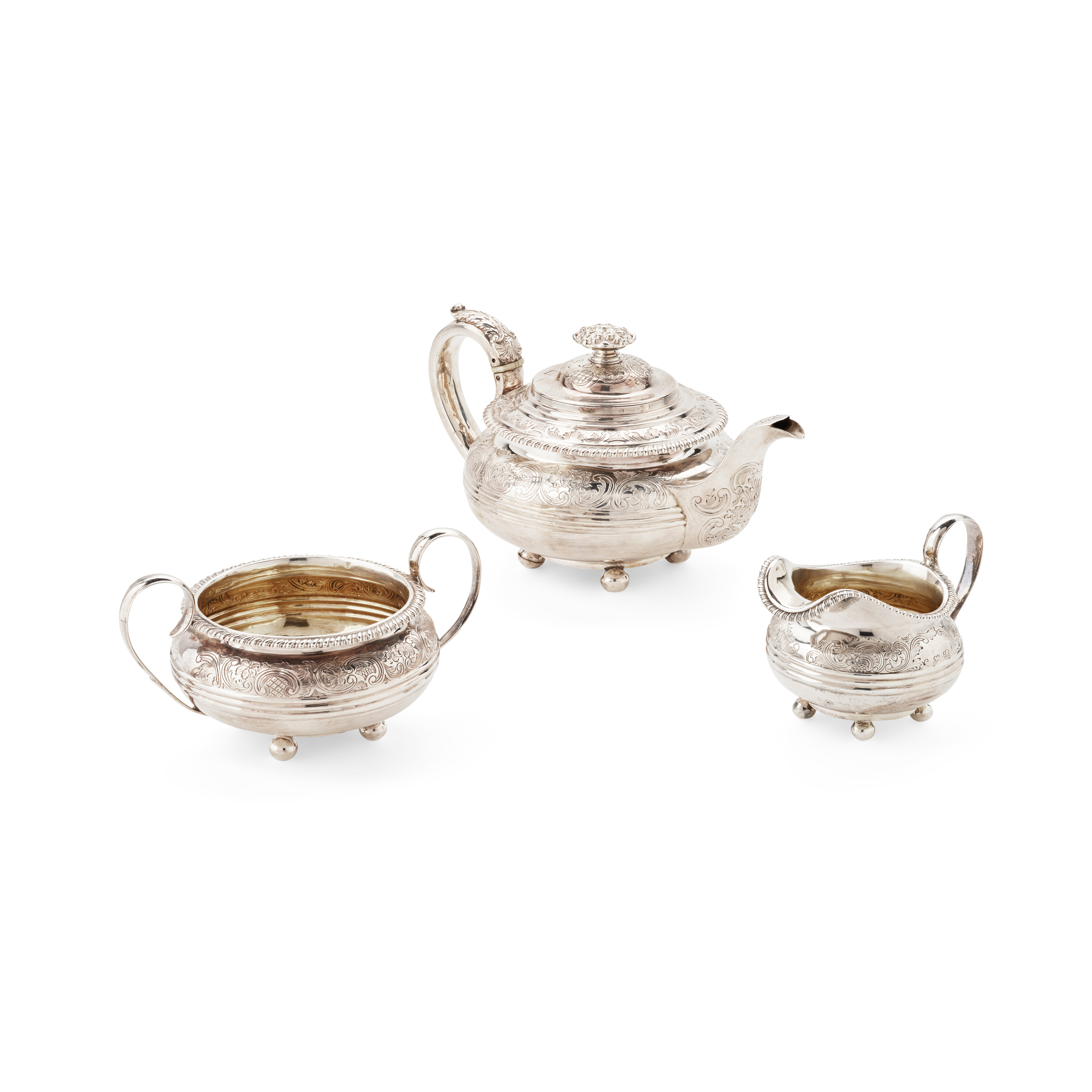 A MATCHED GEORGE III THREE PIECE TEA SERVICE