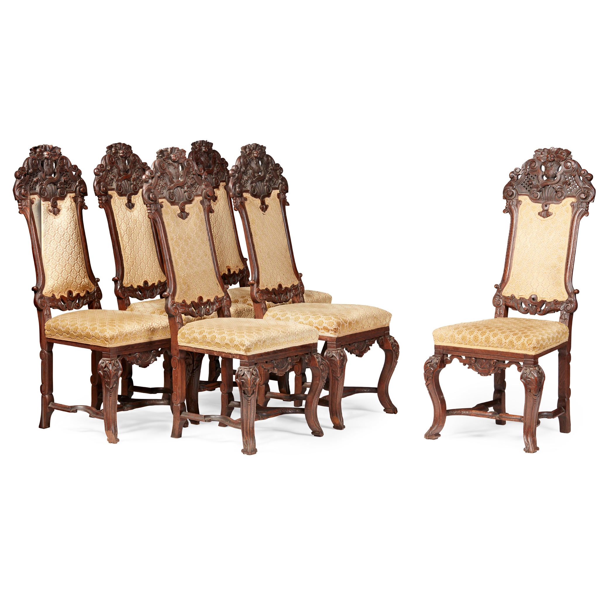 SET OF SIX FRENCH LOUIS XIII STYLE OAK SIDE CHAIRS
