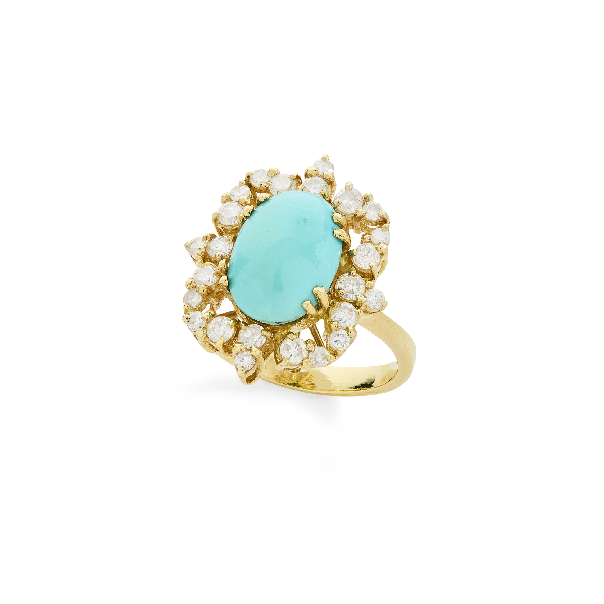 A turquoise and diamond ring