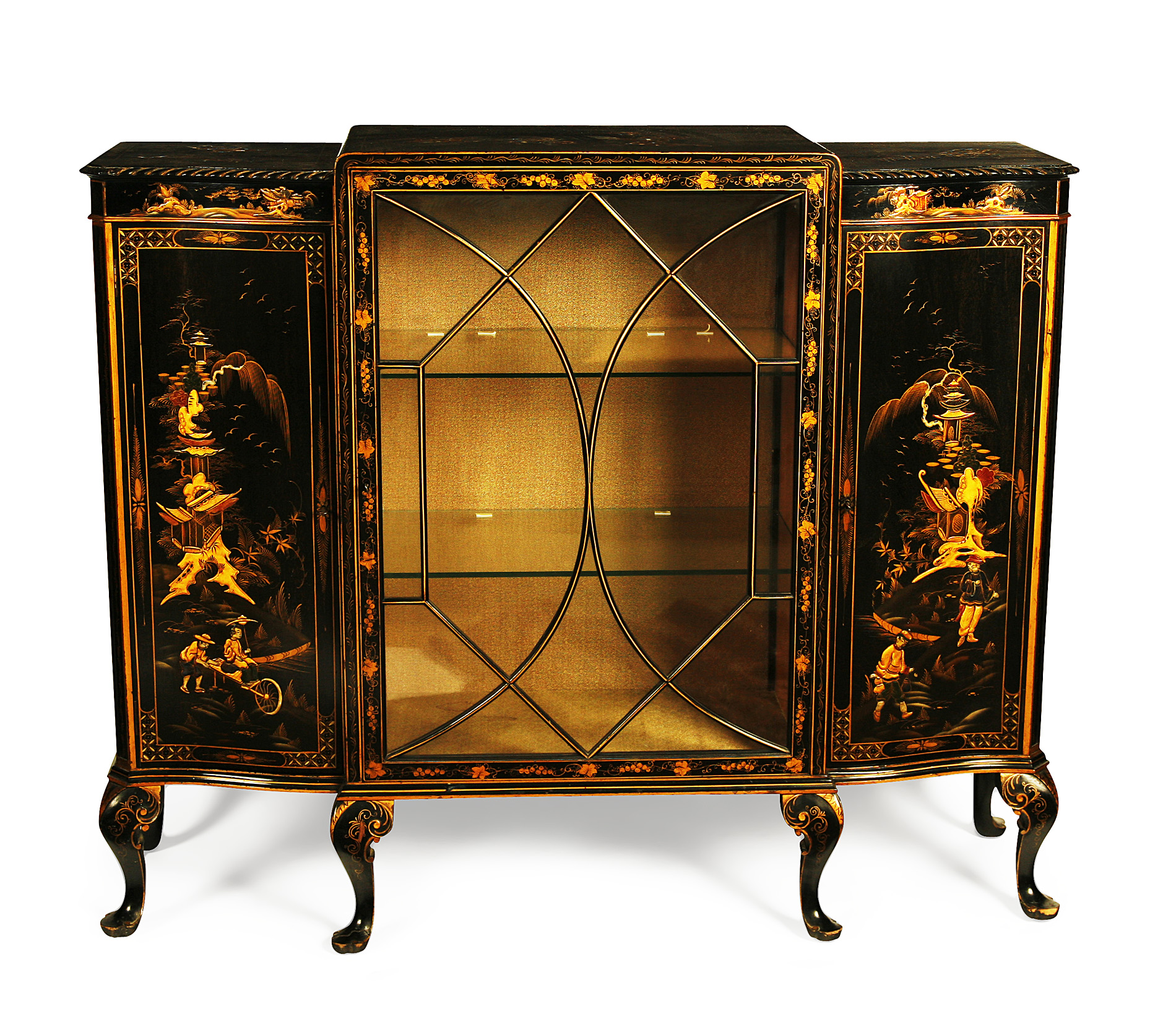 BLACK LACQUER DISPLAY CABINET