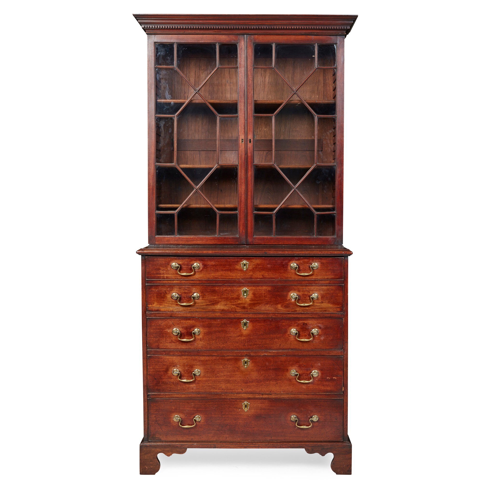 GEORGE III MAHOGANY SECRETAIRE BOOKCASE