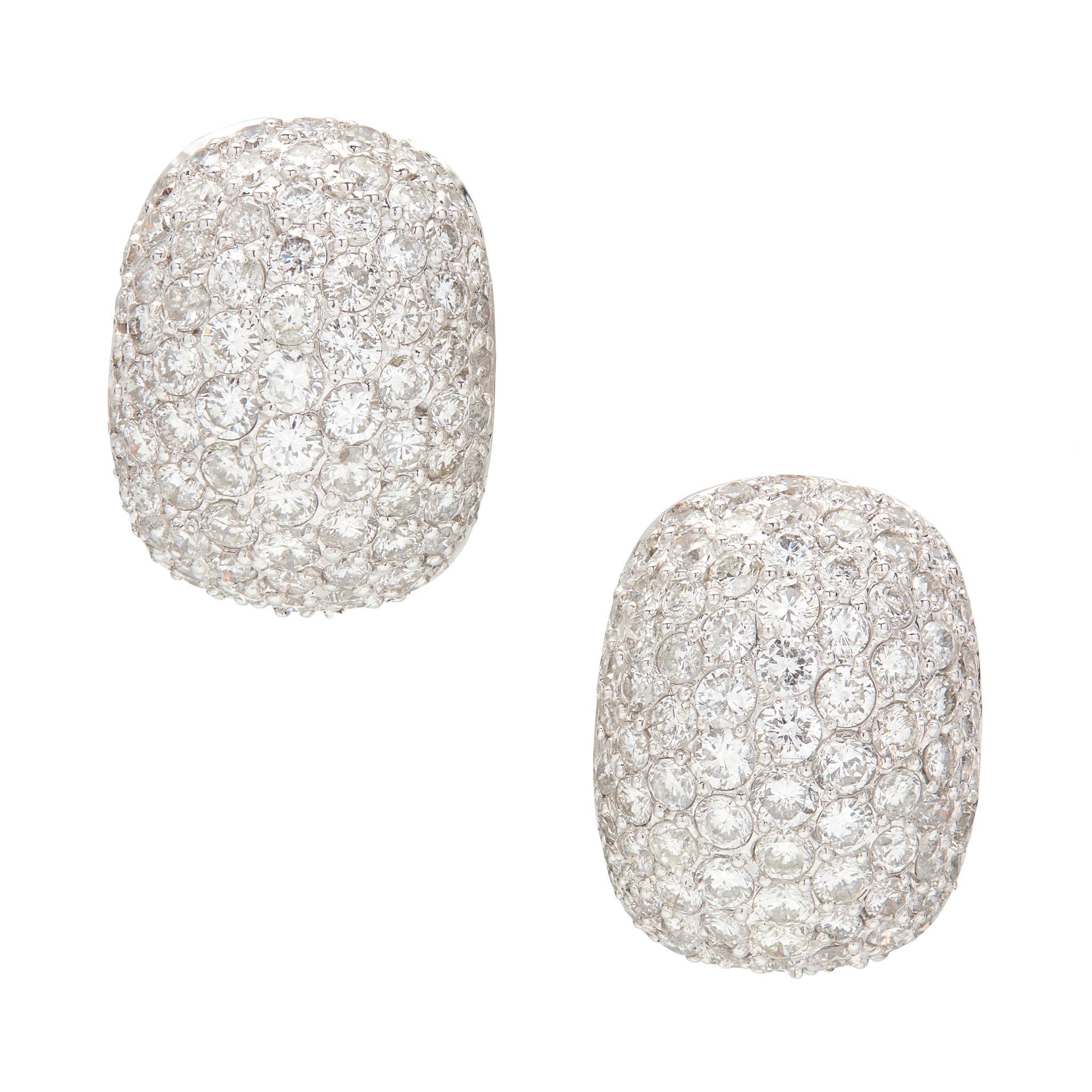 A pair of diamond set earrings