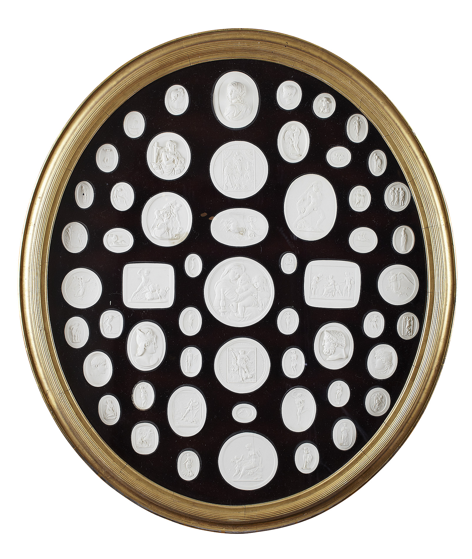 TWO FRAMED COLLECTIONS OF PLASTER INTAGLIOS