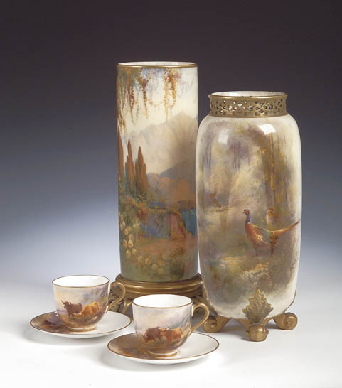 A Royal Worcester tapered cylindrical vase,