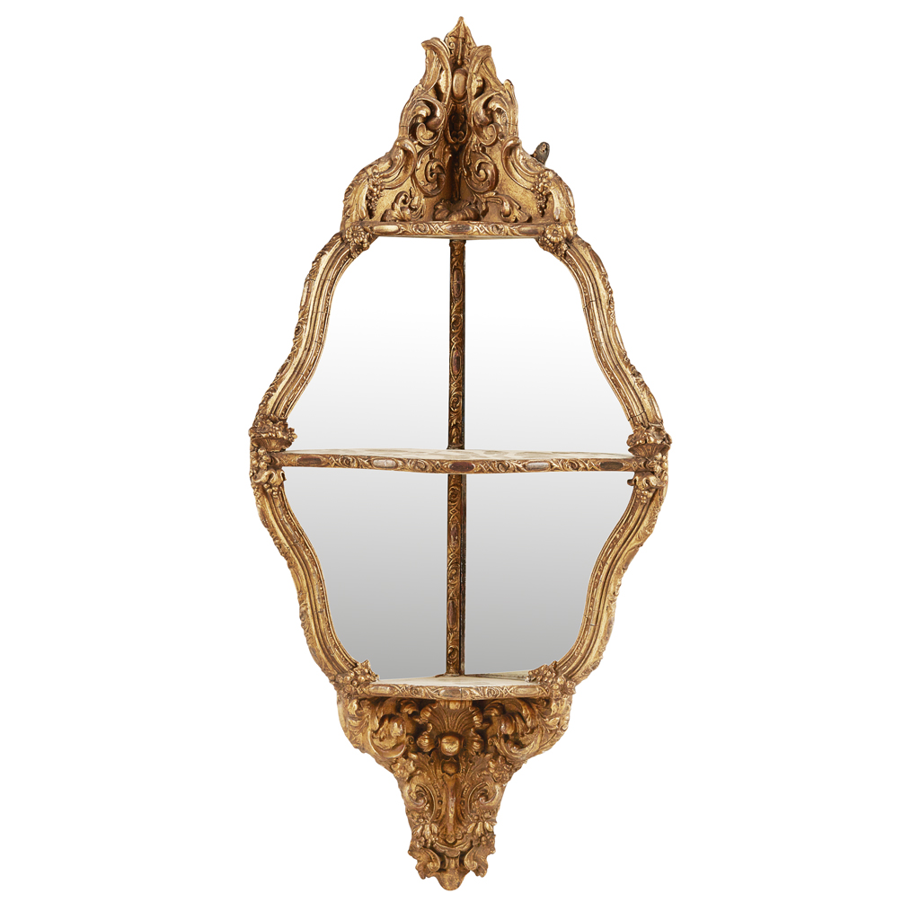 VICTORIAN GILTWOOD CORNER DISPLAY SHELF