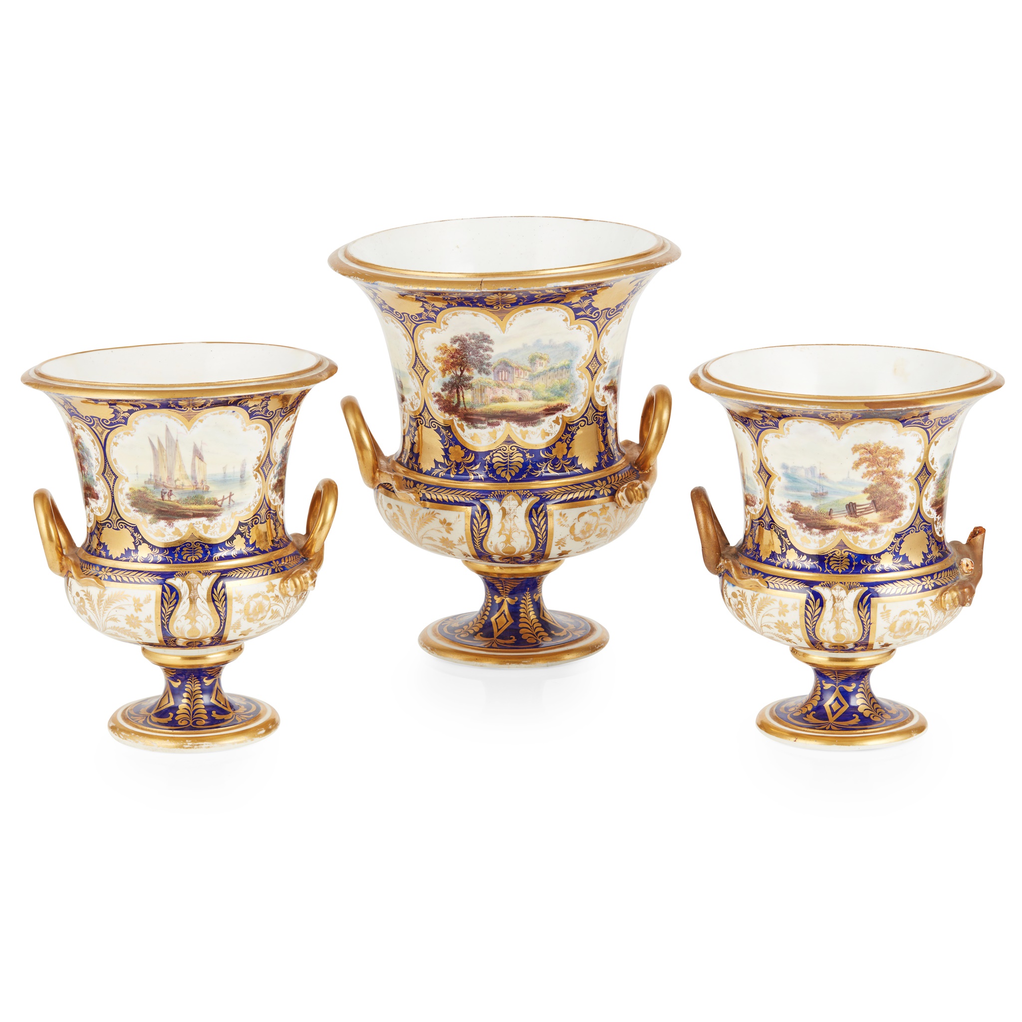 DERBY PORCELAIN THREE PIECE GARNITURE