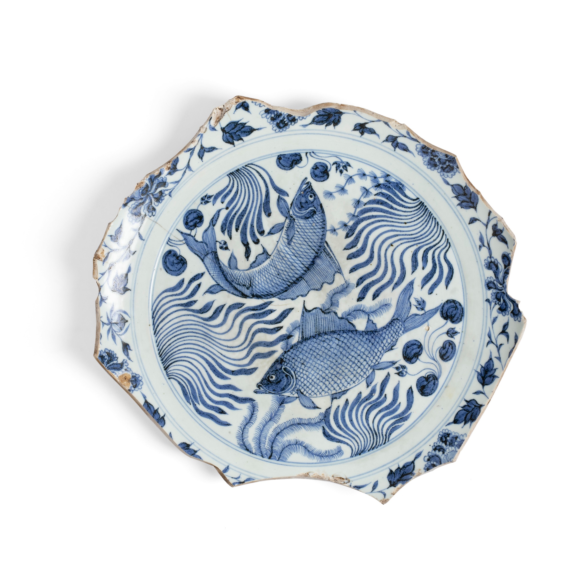 BLUE AND WHITE 'DOUBLE FISH' CHARGER