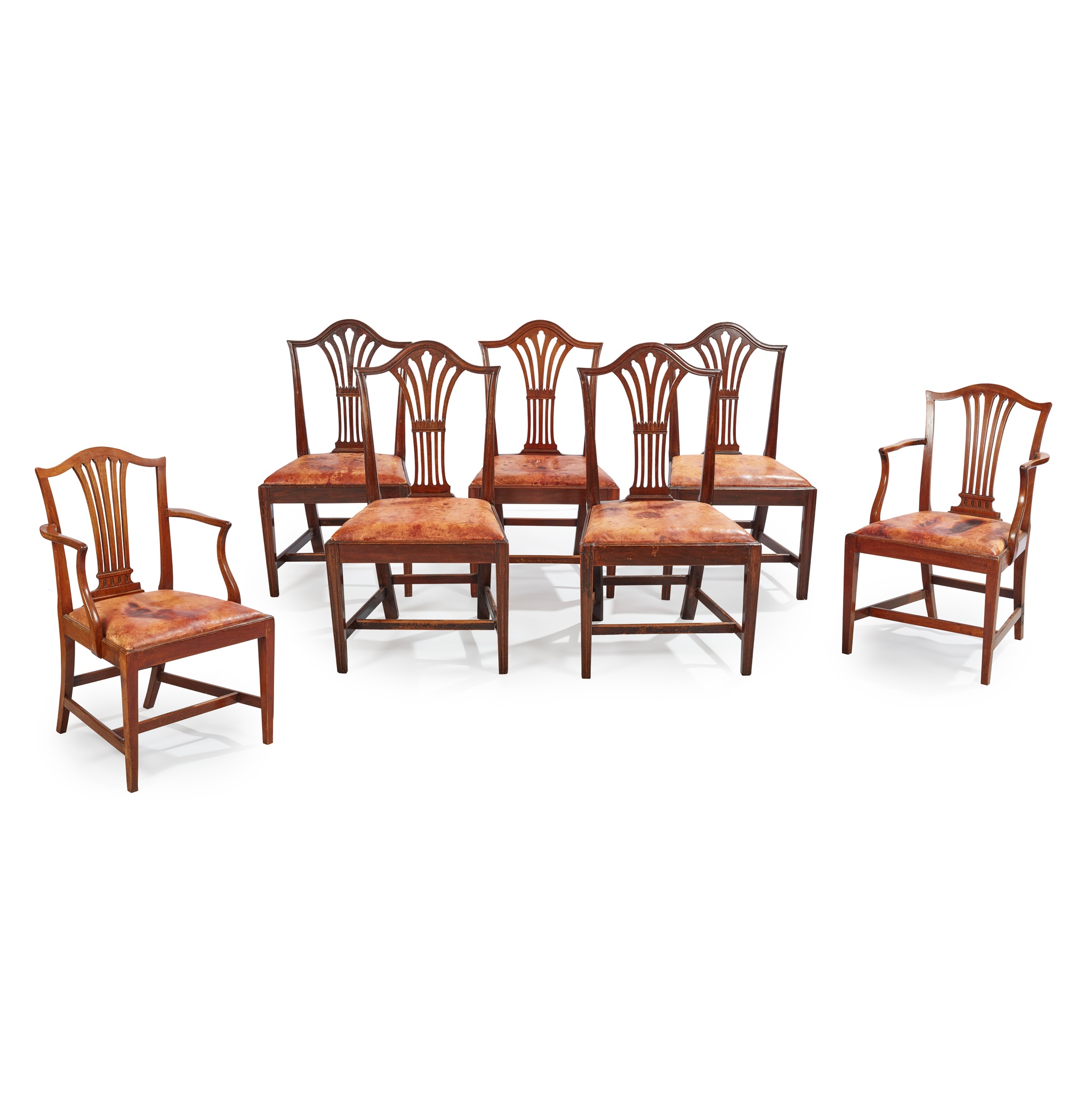 A SET OF FIVE GEORGIAN STYLE MAHOGANY DINING CHAIRS