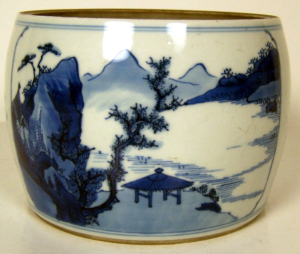 A Chinese blue painted food bowl Kangxi period
