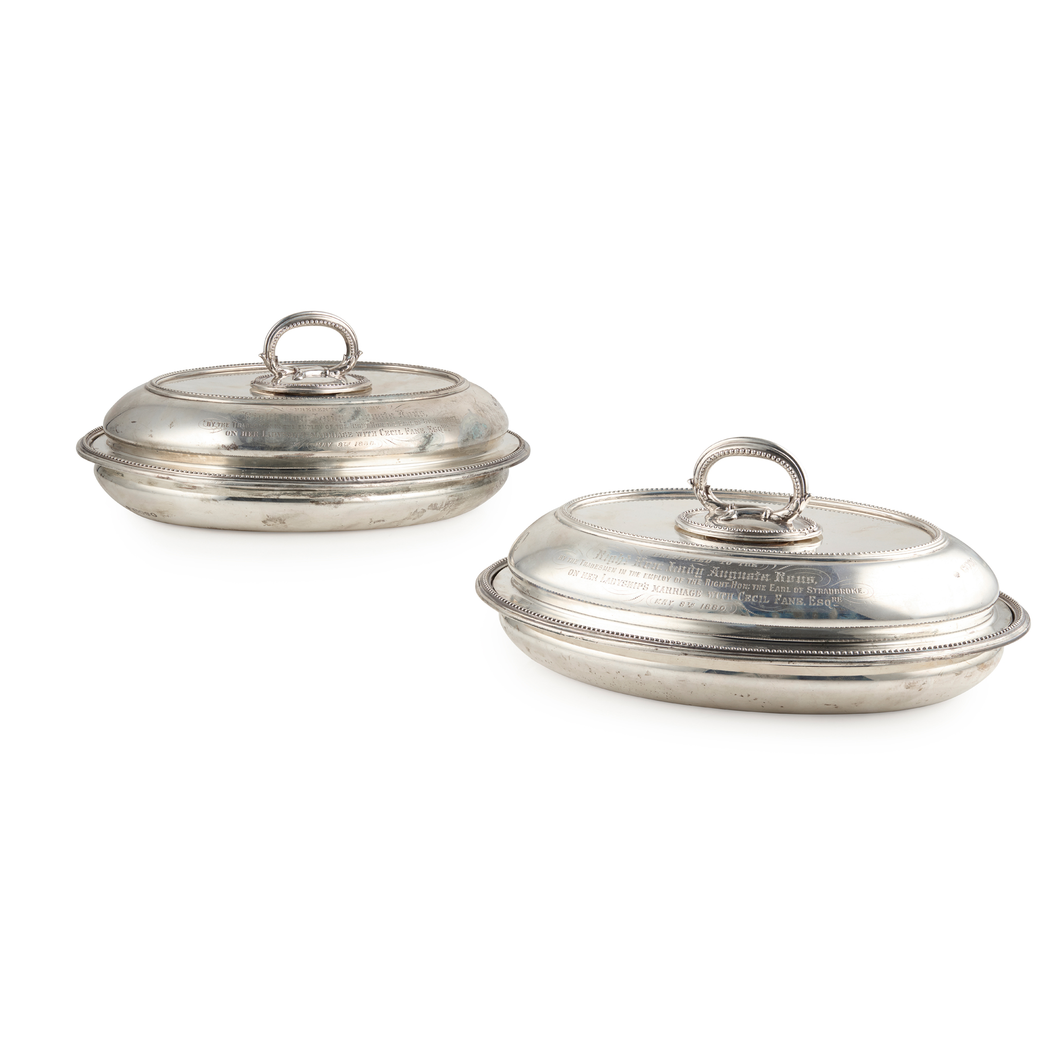 A PAIR OF VICTORIAN ENTREE DISHES AND COVERS