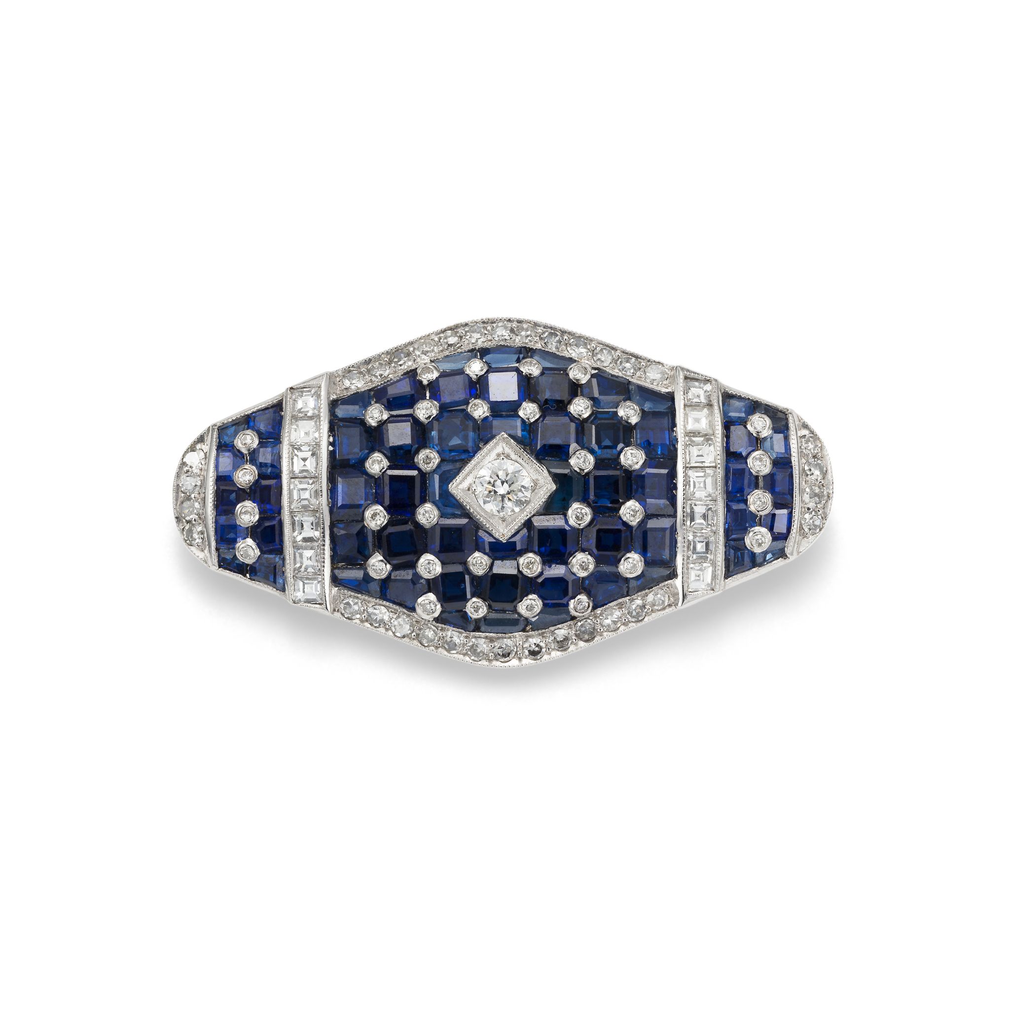 A sapphire and diamond brooch