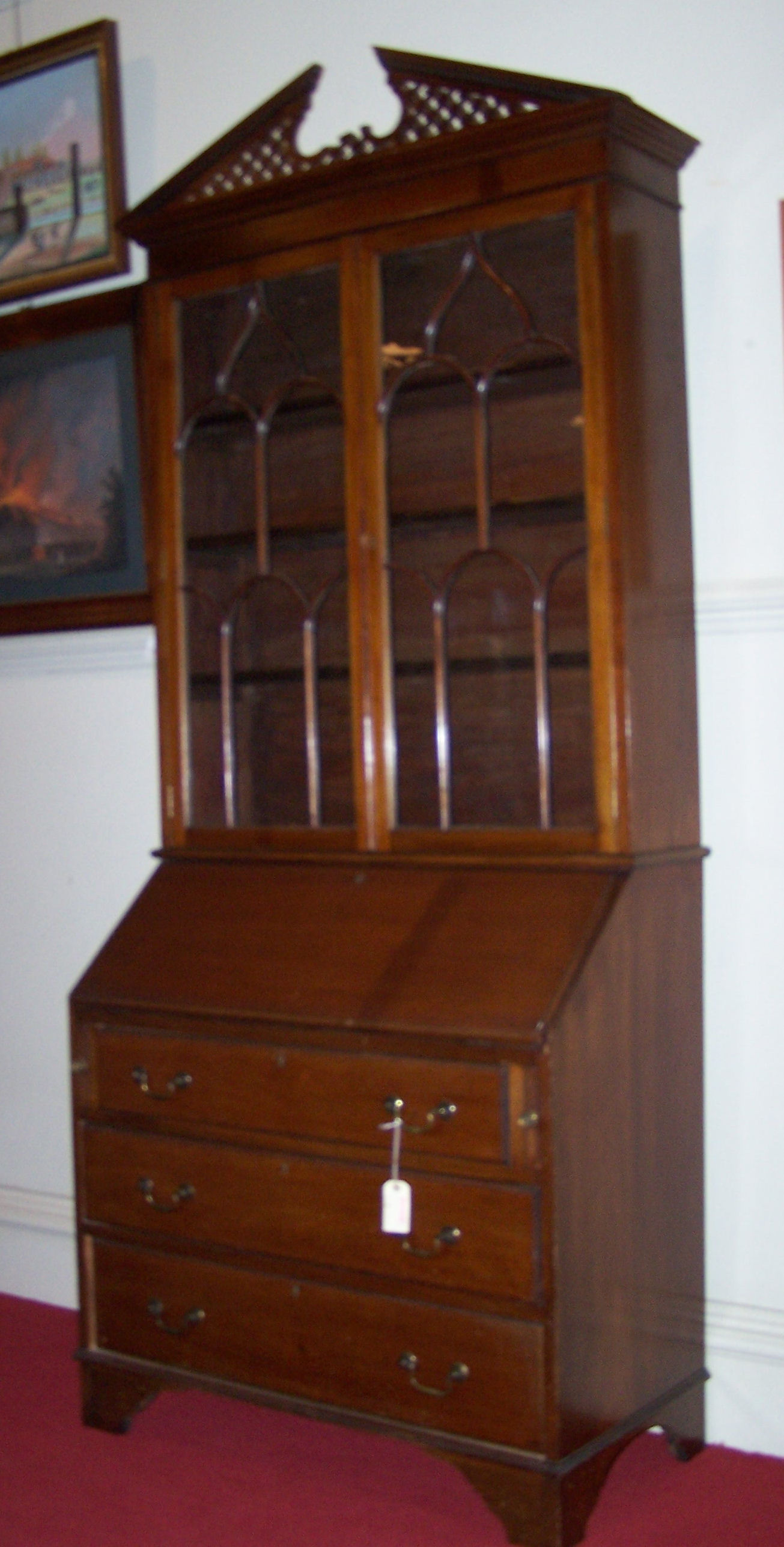 An Edwardian mahogany bureau bookcase,