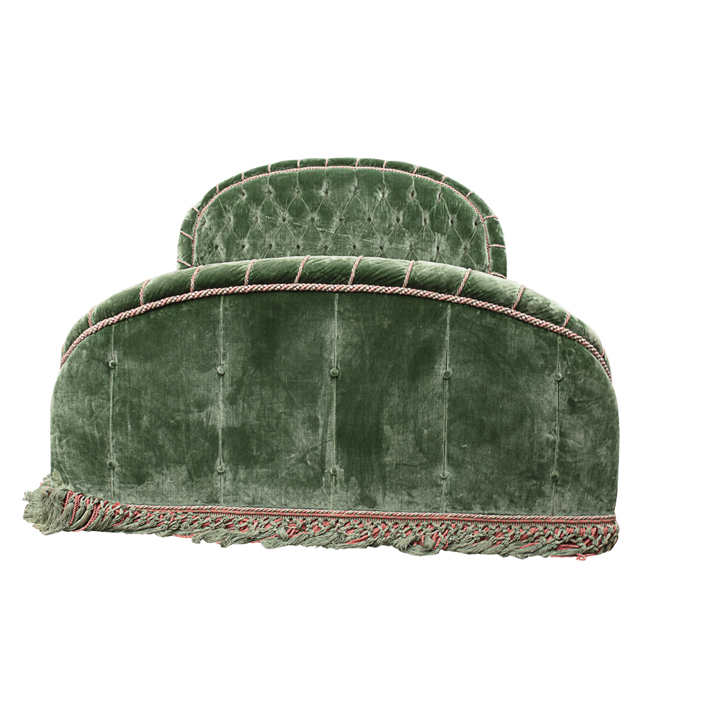 GREEN VELVET UPHOLSTERED DOUBLE BED