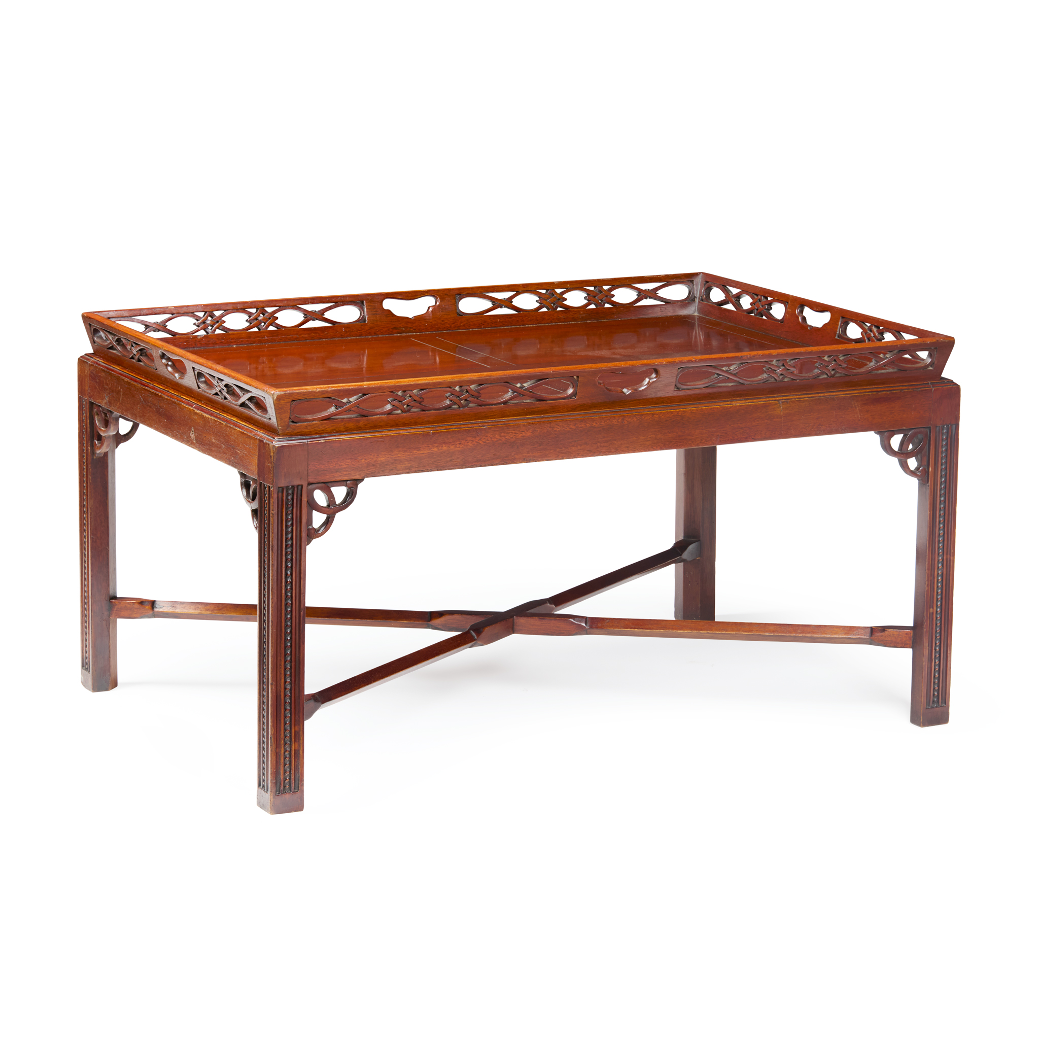 GEORGIAN STYLE MAHOGANY BUTLER'S TRAY TOP LOW TABLE