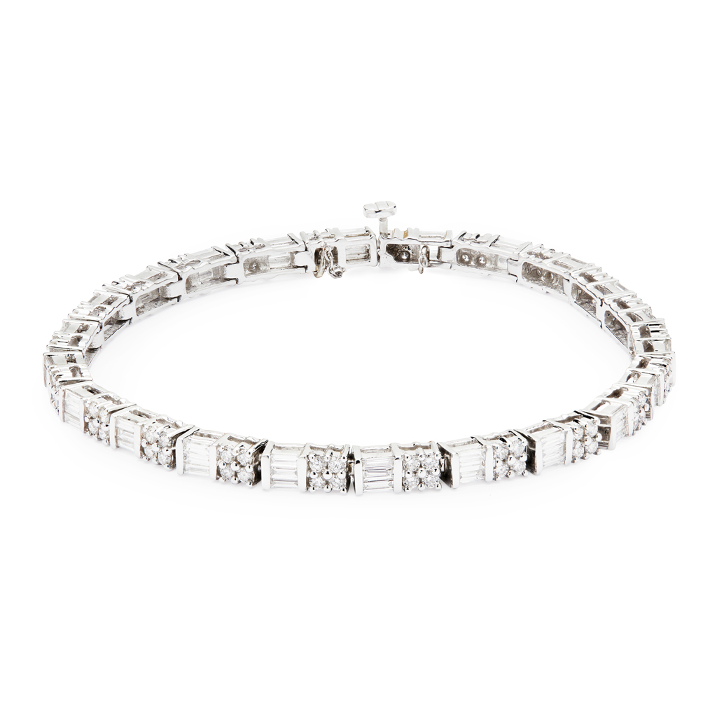 A contemporary diamond set line bracelet