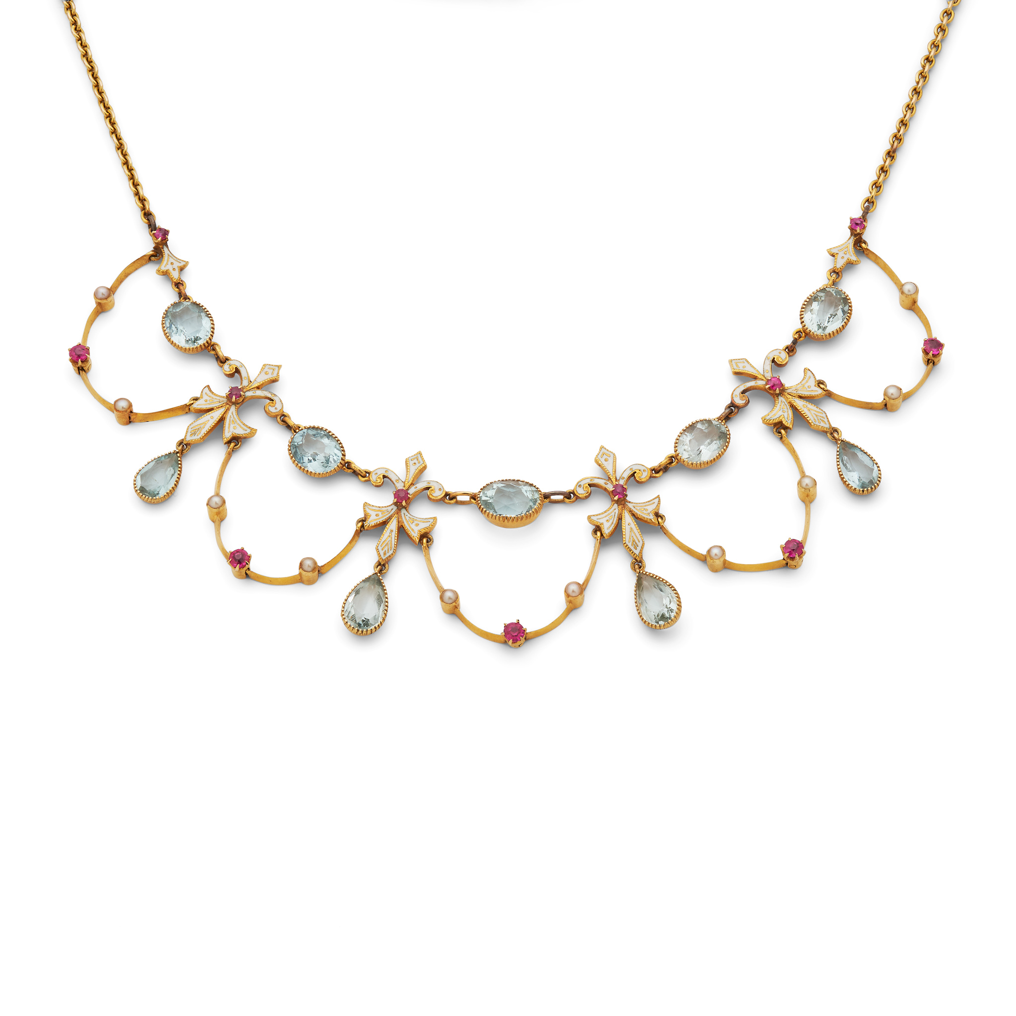 An Edwardian enamel and gem-set necklace, circa 1910