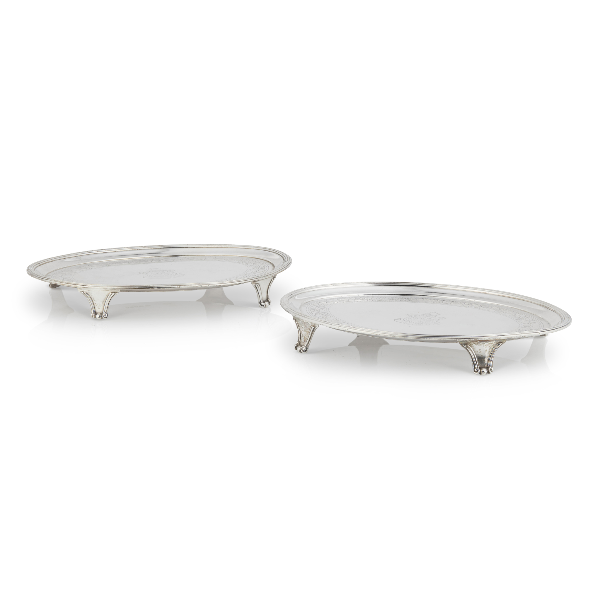 A PAIR OF GEORGE III OVAL WAITERS