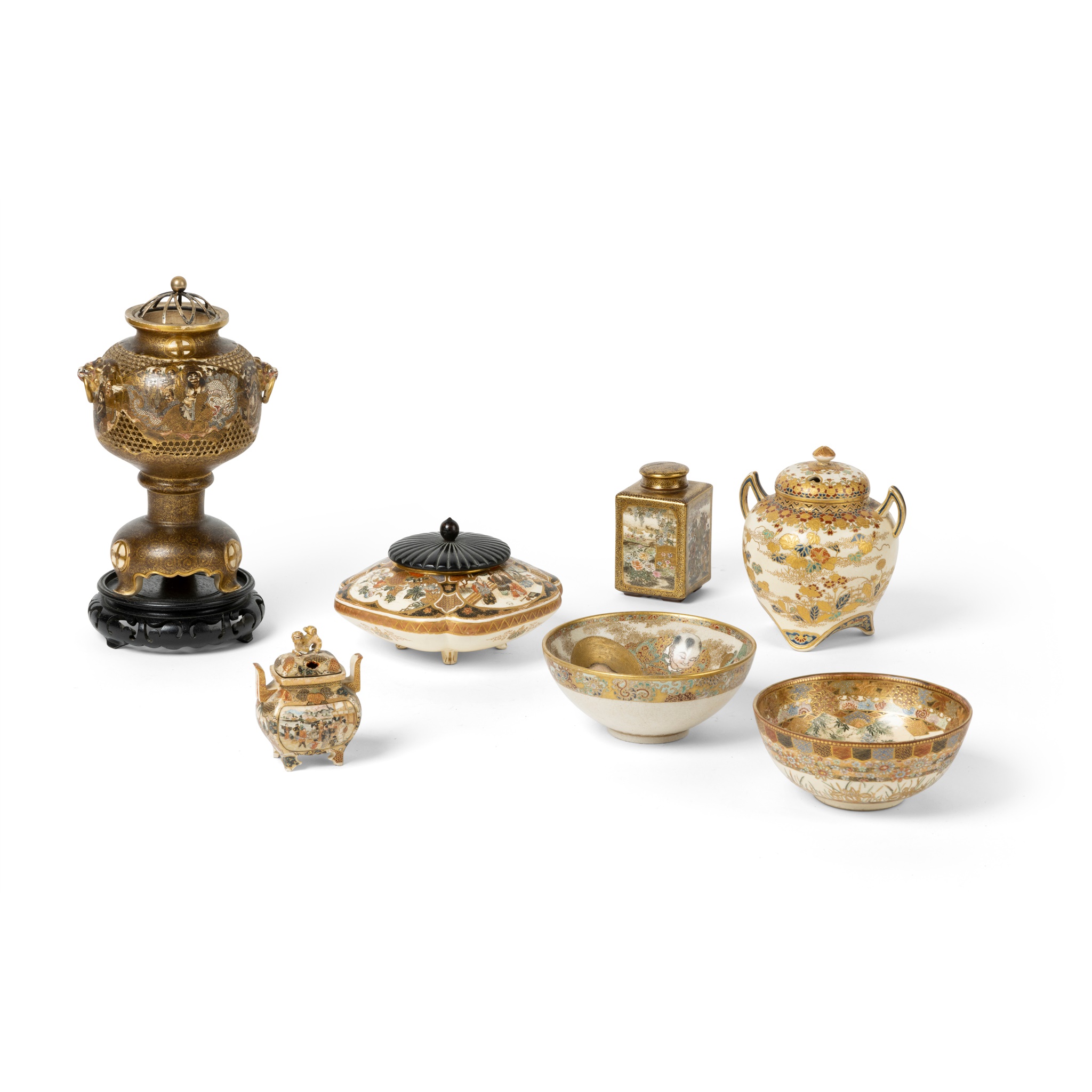 GROUP OF SEVEN SATSUMA WARES