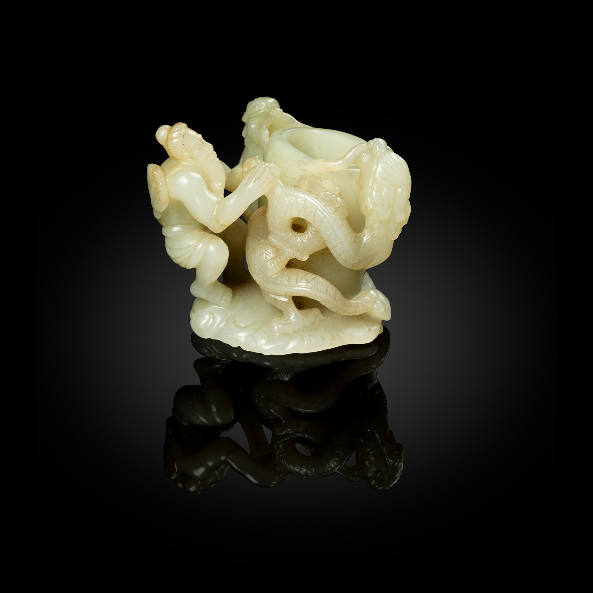 CHINESE PALE CELADON JADE BRUSH WASHER