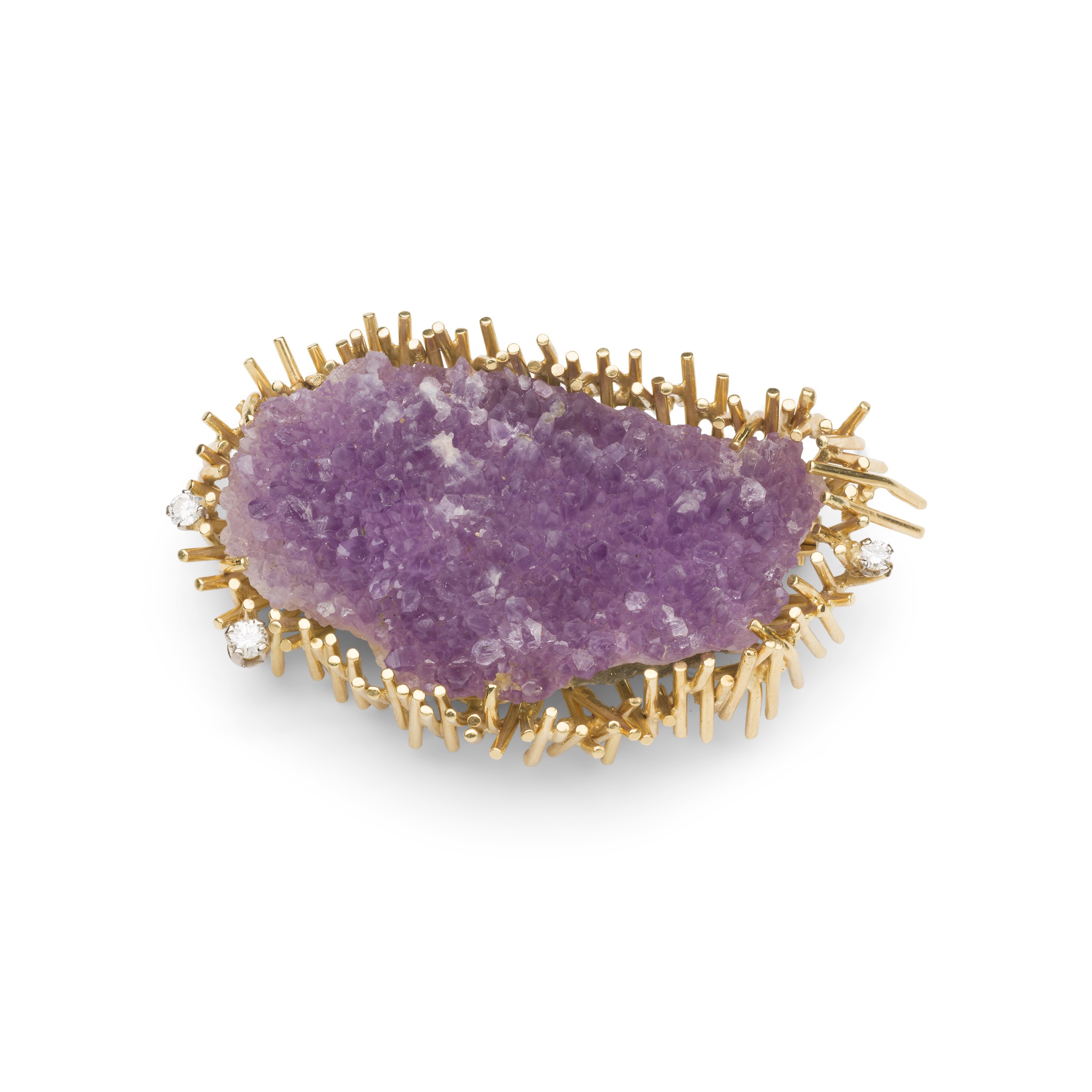 Gilian Packard: A 1970s amethyst crystal and diamond brooch