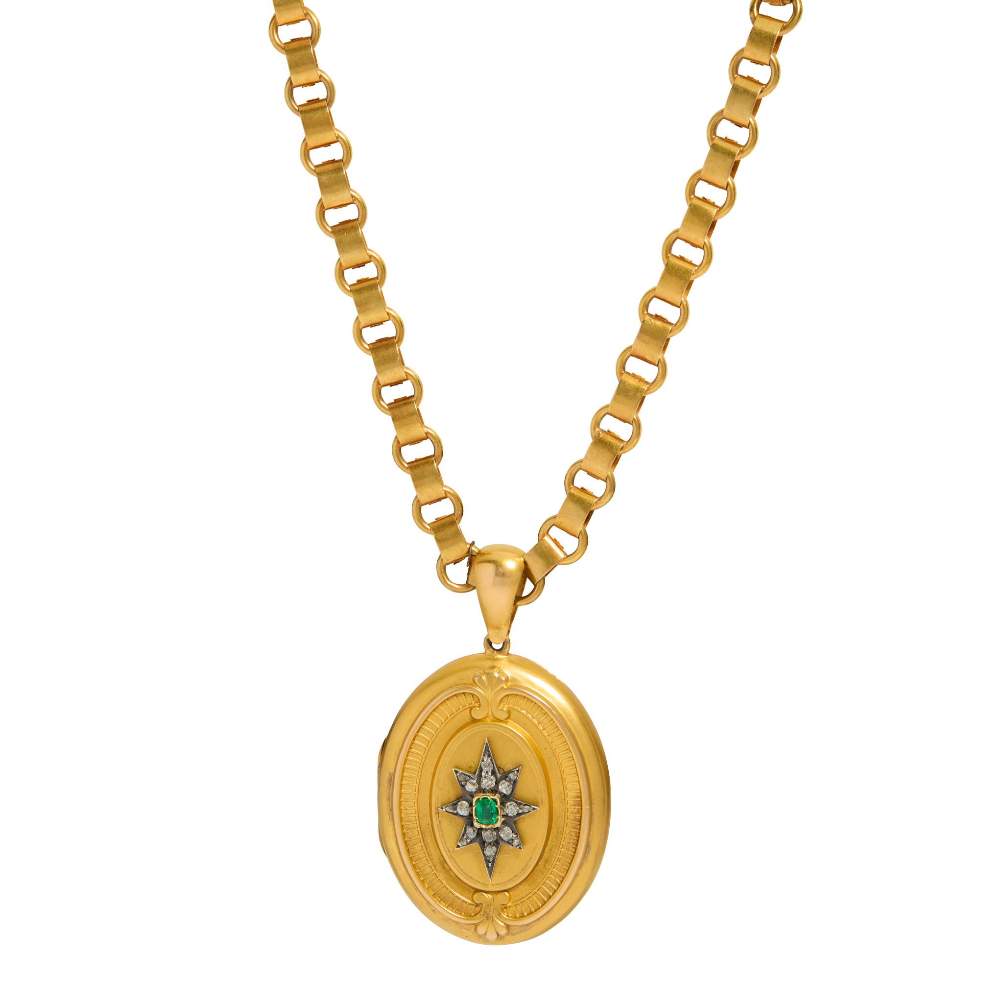 An emerald, ruby and diamond locket