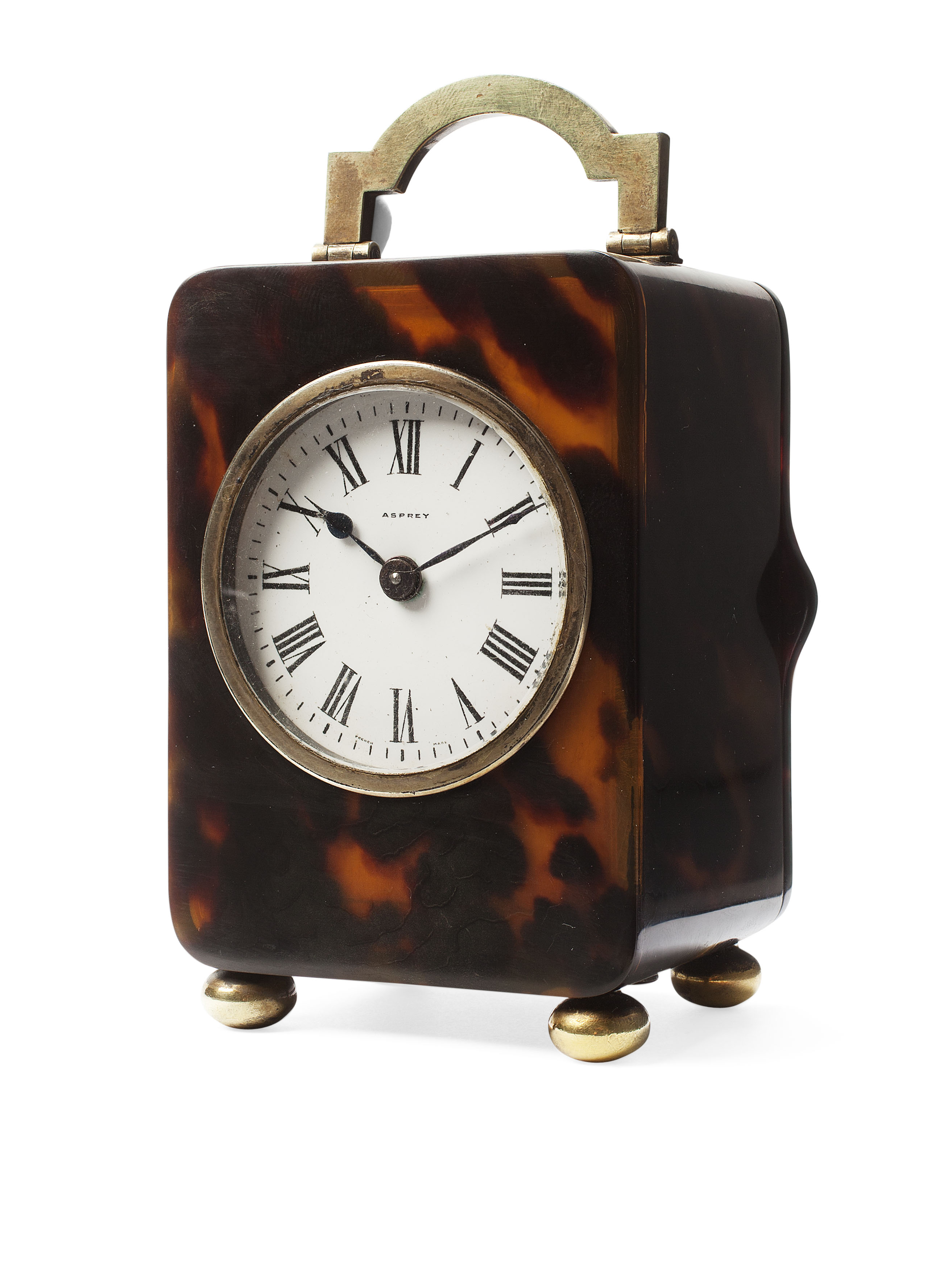 MINIATURE TORTOISESHELL TABLE CLOCK BY ASPREY, LONDON