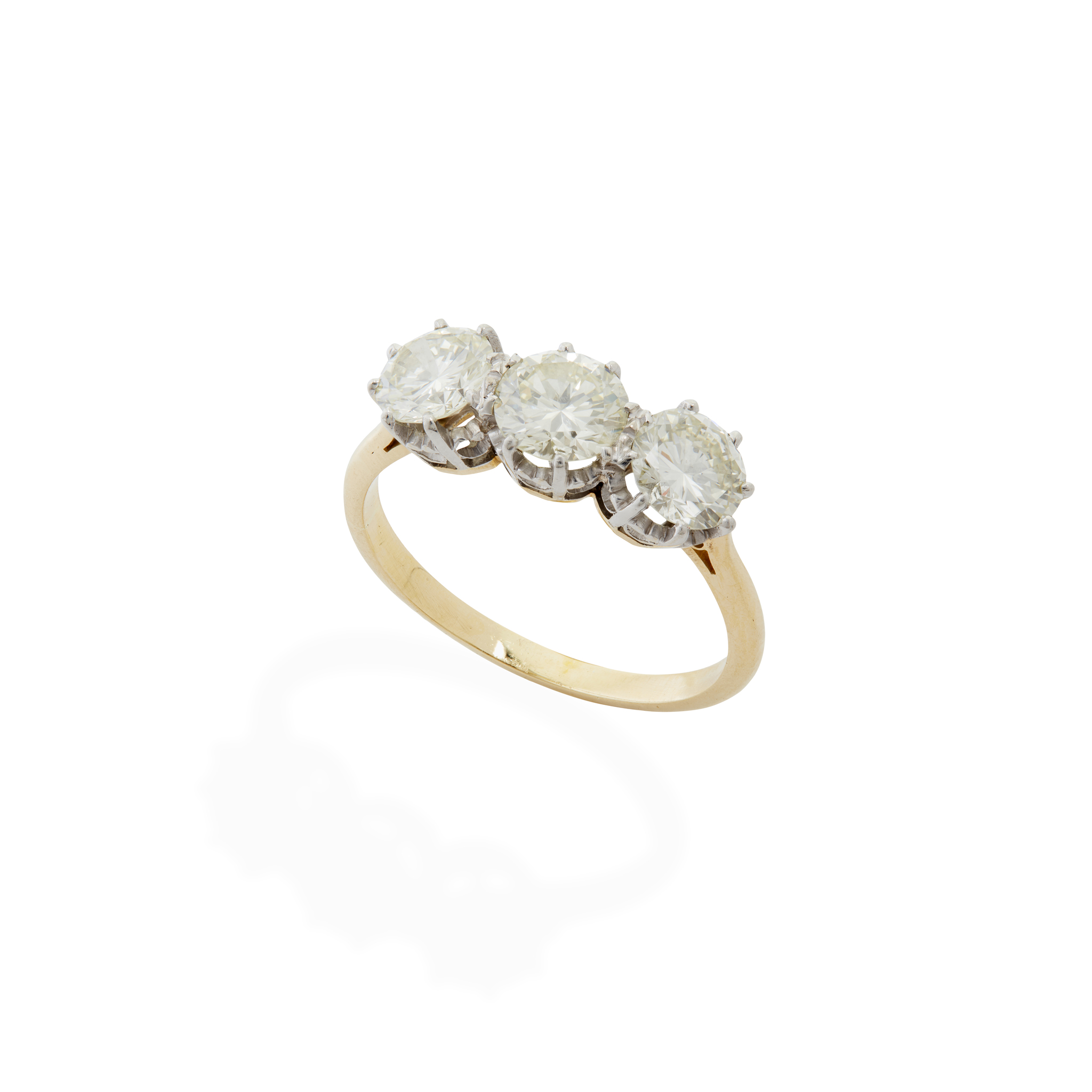 A diamond three-stone ring